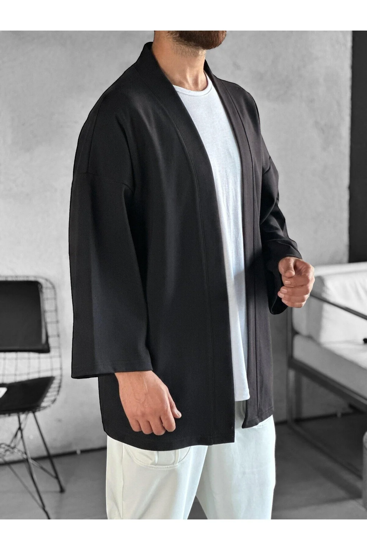 کیمونو و کفتان مشکی مردانه بازوی ضعیف سیاه اورجینال COCOPELLI