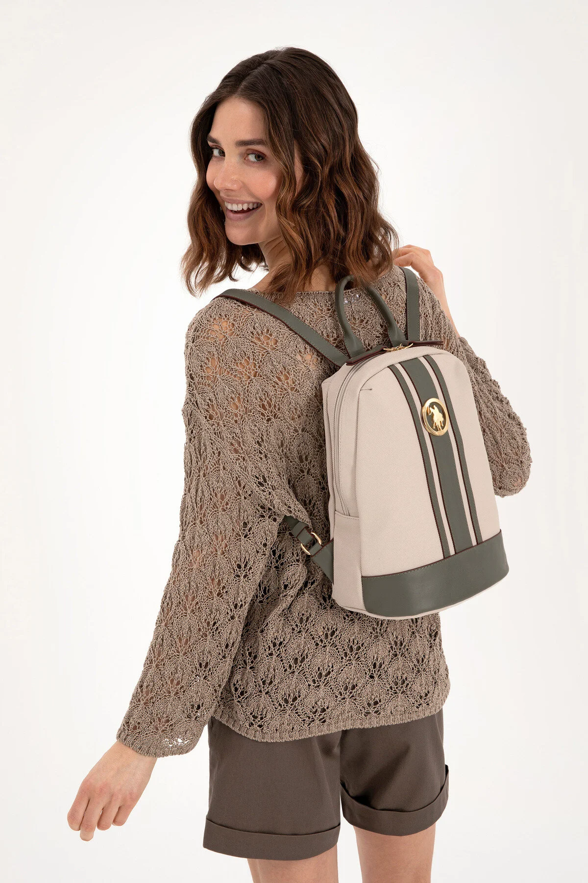 کوله پشتی زنانه رنگ سنگی U.S. Polo Assn.