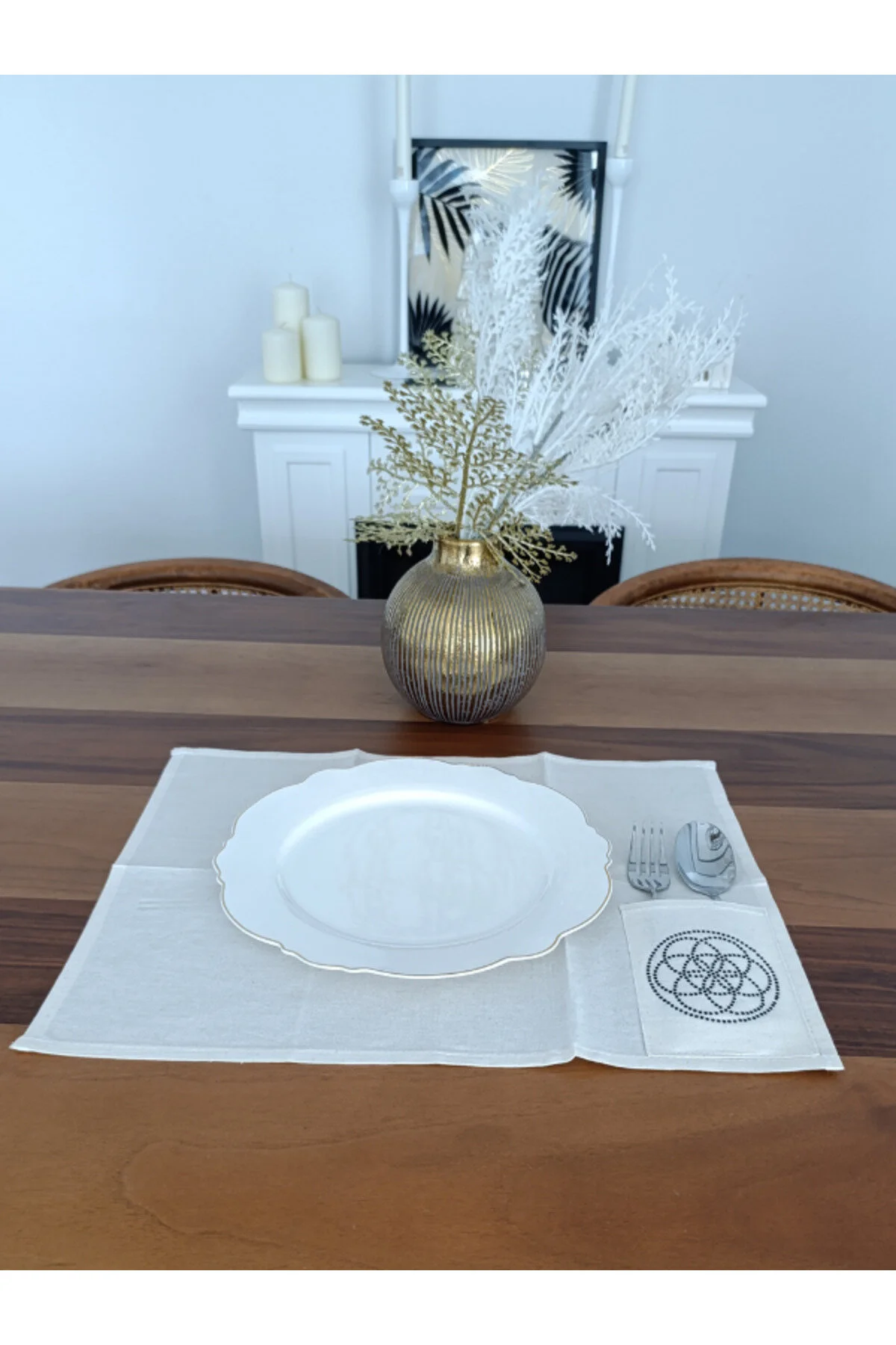 رانر و زیر بشقابی FLOWER LIFE FABRIC AMERICAN TEAM 6 PERSON DESIGN SERVICE Menar Tasarım