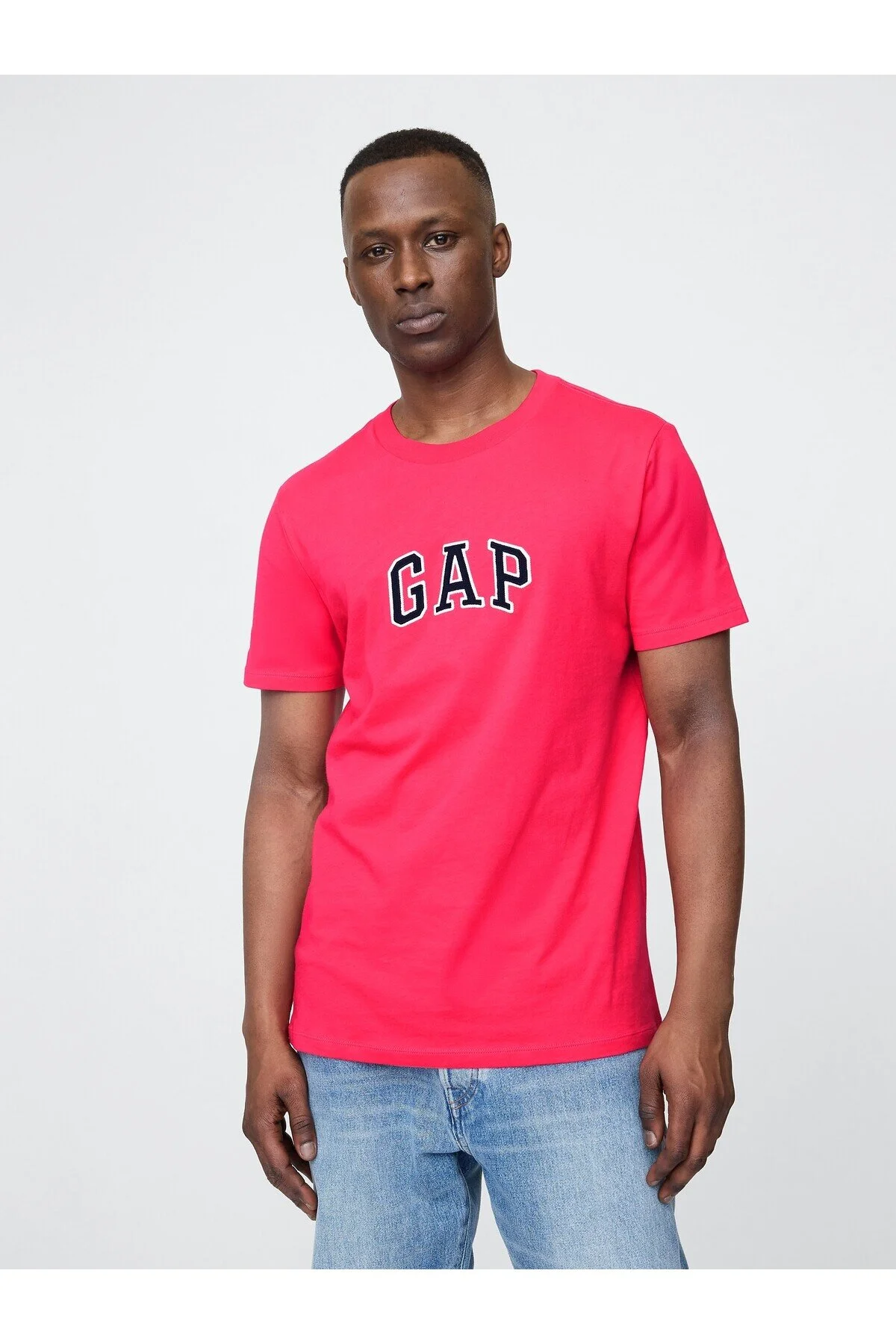 تی شرت آرم صورتی مردانه GAP