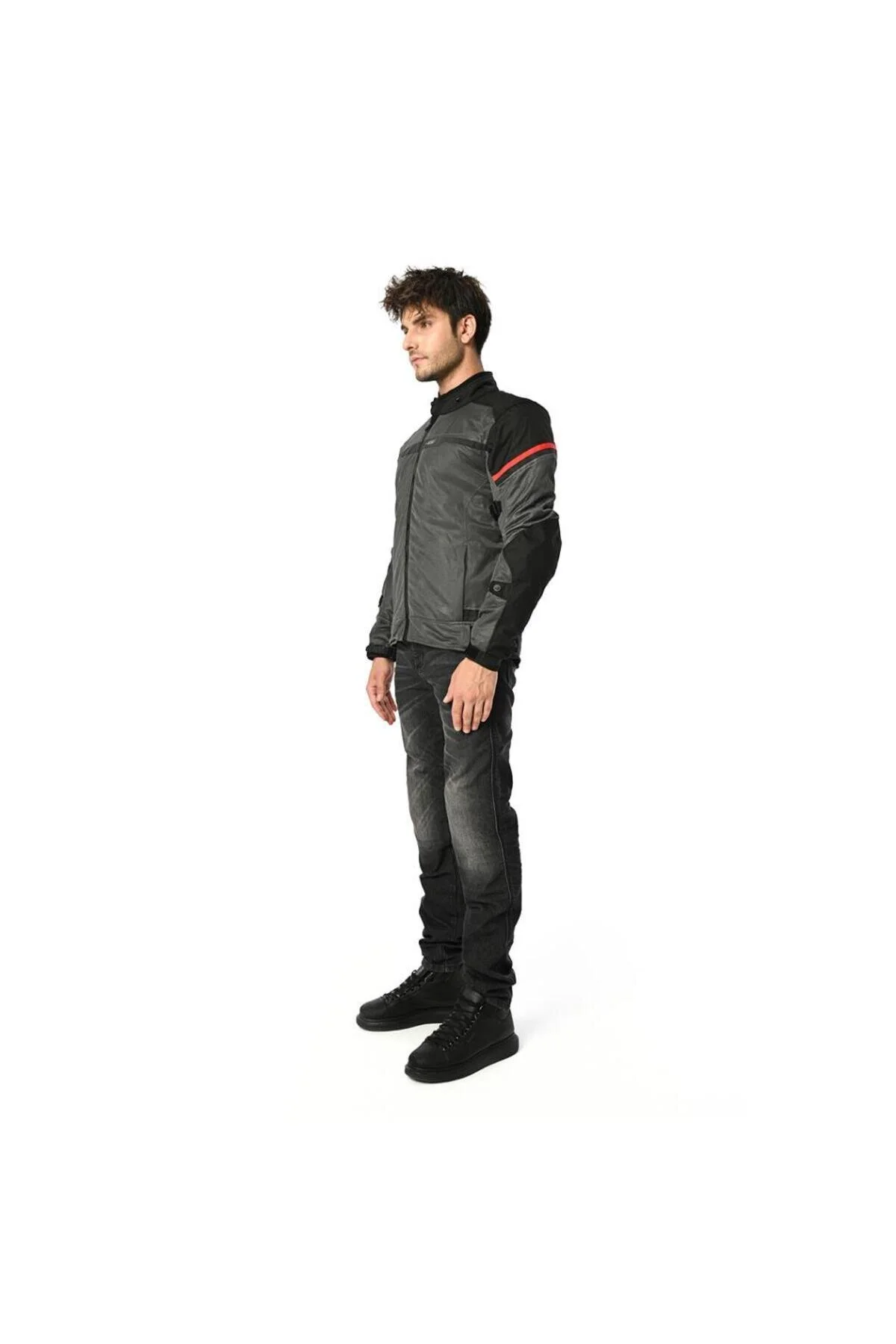 کاپشن موتورسوار خاکستری مردانه و زنانه روکش موتور سیکلت ریوا MISLI مشکی GRAY RED LS2
