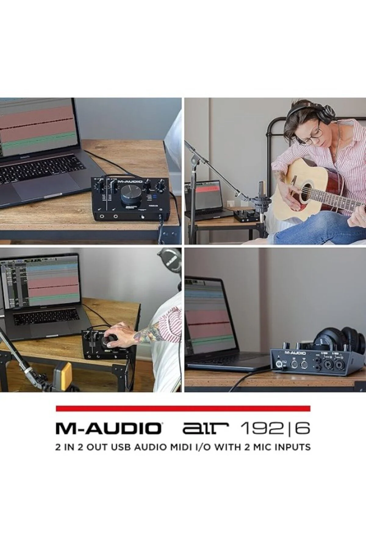 فناوری ضبط رابط صدا M AUDIO AIR192X6 USB MIDI برای سوابق با کیفیت استودیو ورودی های 2 XLR و خط ShopZum