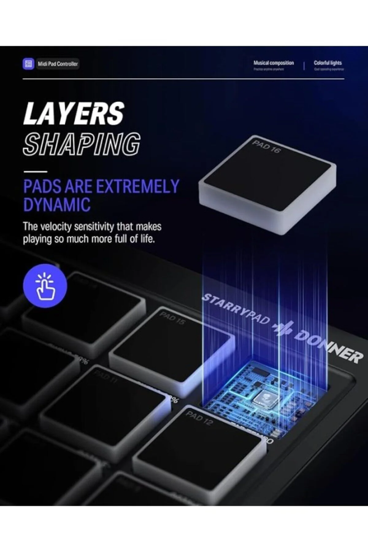 فناوری ضبط کنترلر DONNER STARRYPAD MIDI اورجینال ShopZum