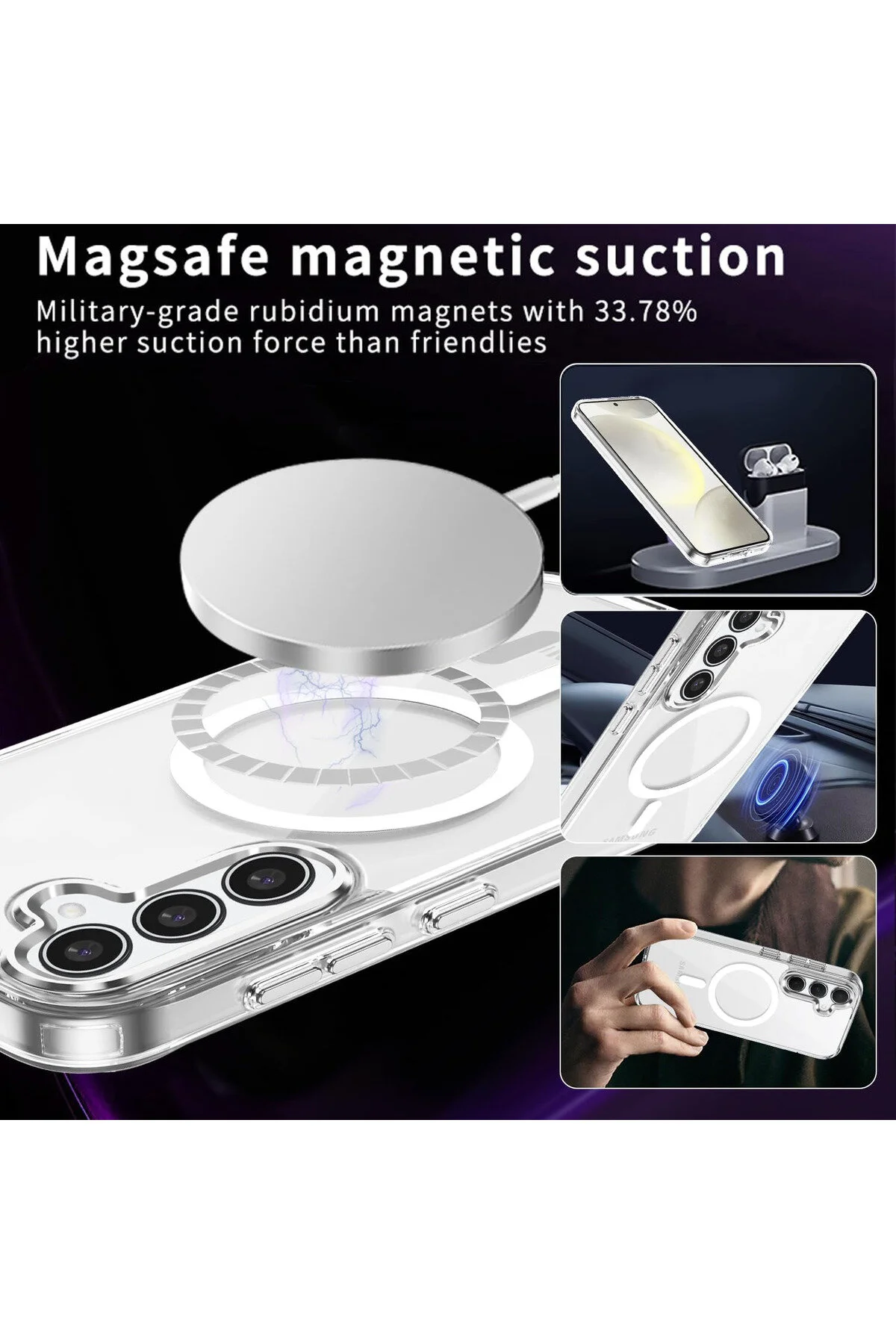 کاور و قاب محافظ ضربه‌گیر شفاف بی‌سیم MAGSAFE سامسونگ GALAXY A16 با پشتیبانی از شارژ Fibaks