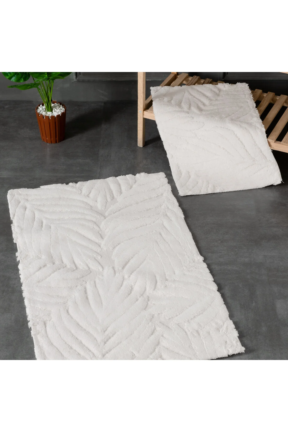 پادری حمام خانه MARLA PAMUK 2 LI BATH MAT KREM Schafer