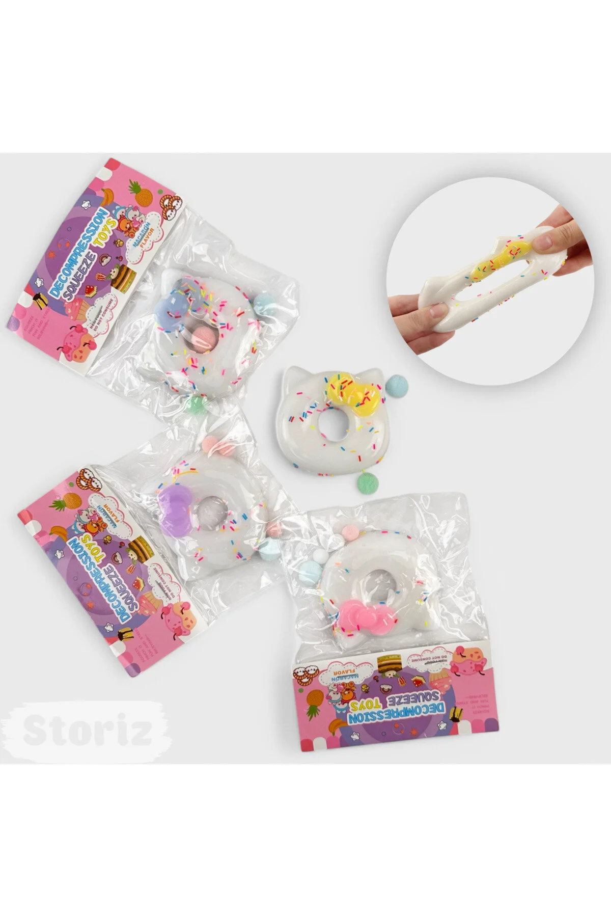 اسباب بازی های فیگور دیگر دونات گوش گربه ای SUKUSHI TAN SQUISHY STRESS TOY HELLOKITTY CAT PAW STRES NB market