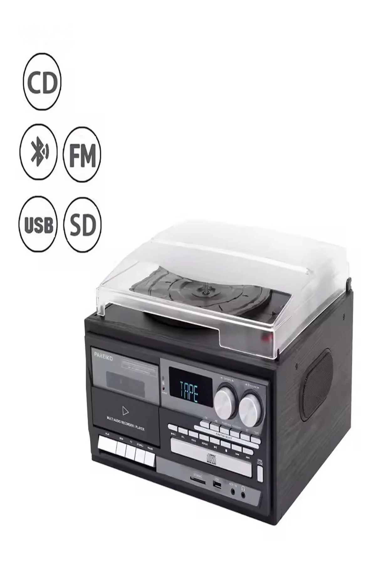 گِرامافون و صفحه گردان ALL IN ONE ELECTRIC PLAQUE PLAYER CASSETTE USB BLUETOOTH TF AUX ULTRATEKNO