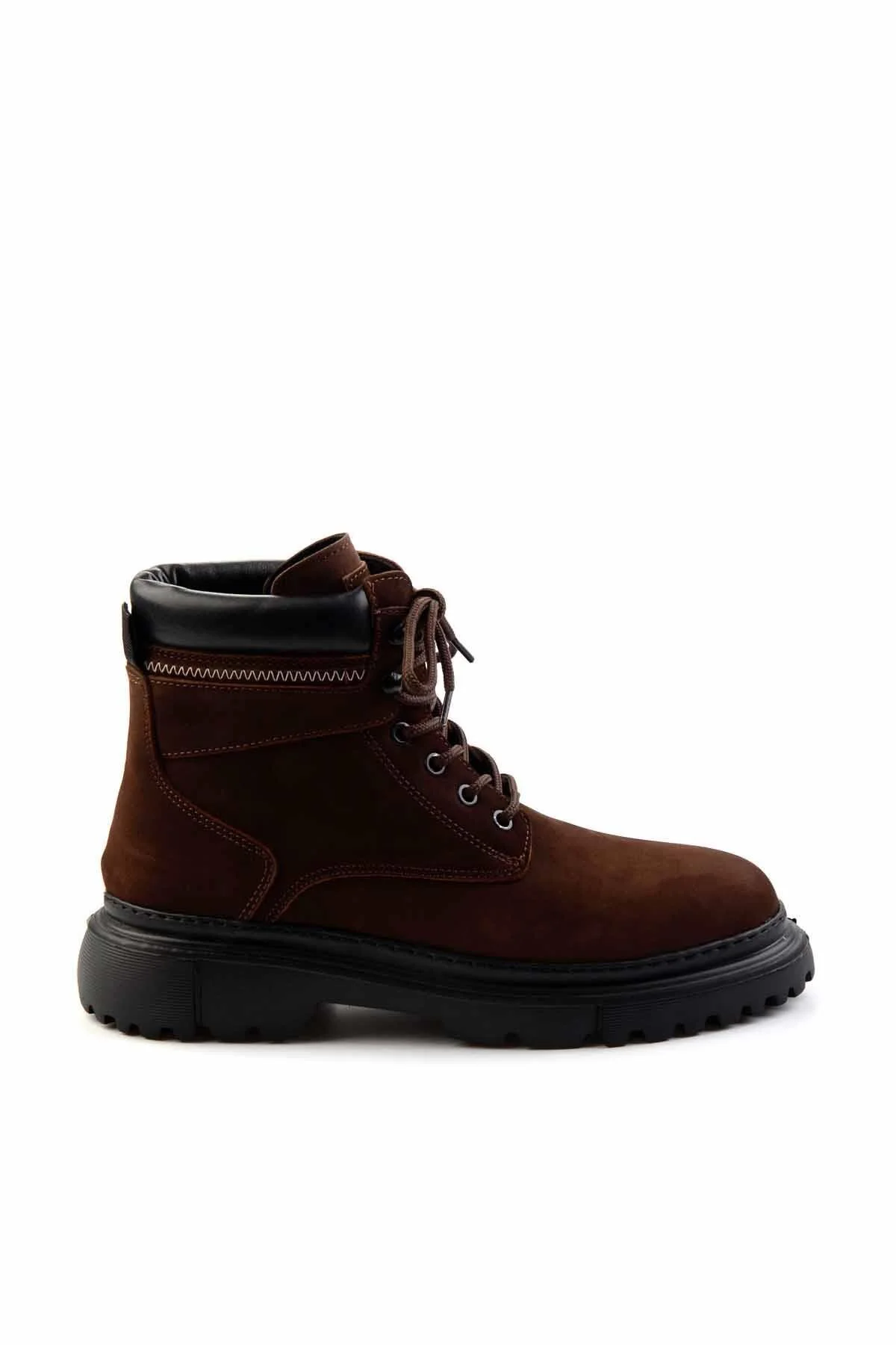 چکمه و بوت مردانه چرم اصل قهوه ای NUBUCK Bambi