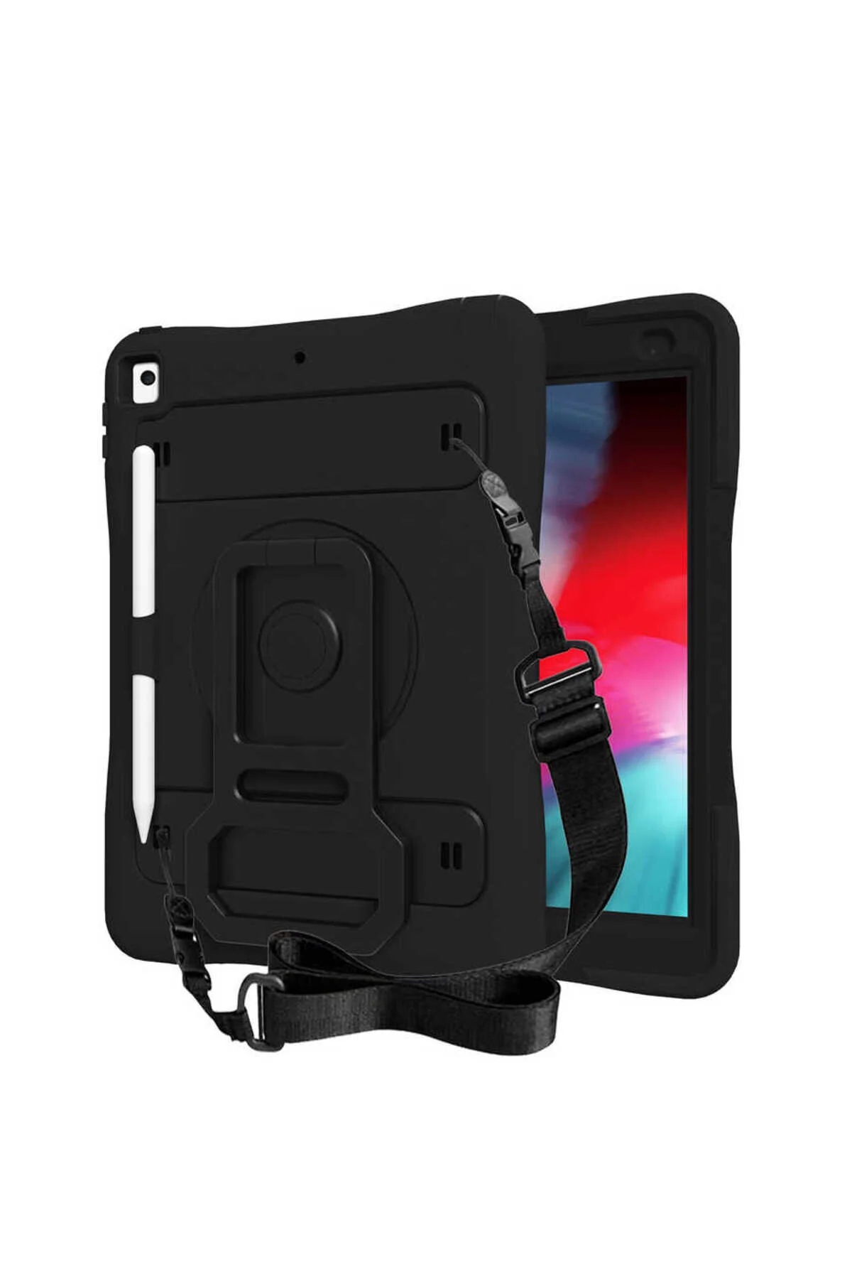 کاور تبلت سازگار با IPAD 10.2 نسل هشتم جدید DEFENDER سیلیکونی محفظه قلم مشکی Kılıfist