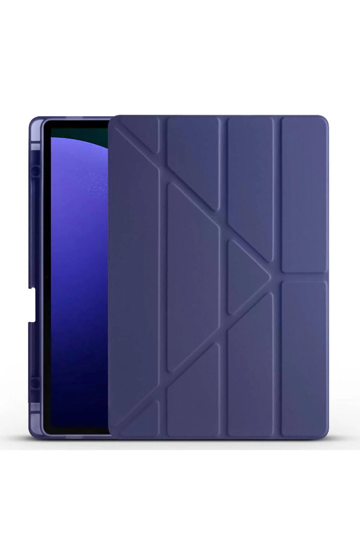 کاور تبلت قاب پایه GALAXY TAB S9 PLUS سازگار با سه تاشو محفظه قلم آبی دریایی Kılıfist