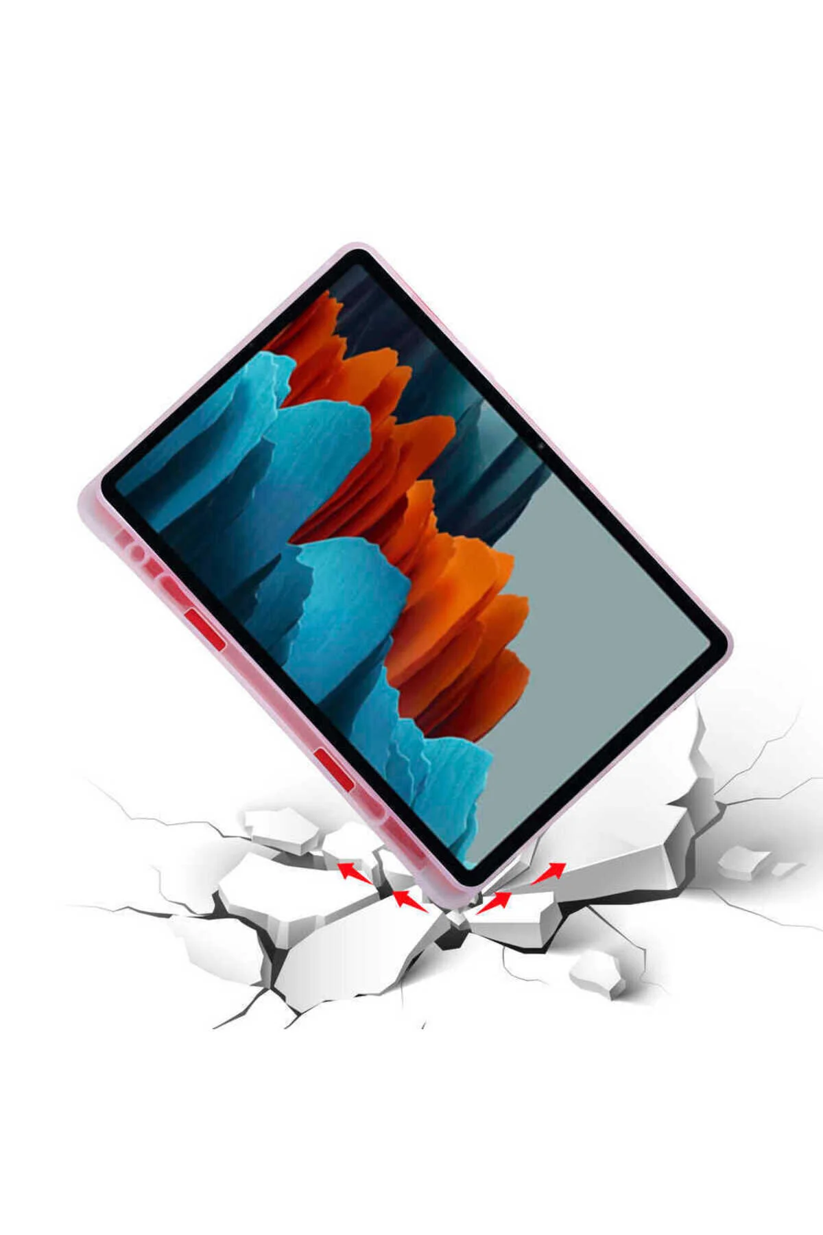 کاور تبلت قاب پایه GALAXY TAB S7 PLUS سازگار با کیف تاشو سه محفظه قلم رزگلد Kılıfist