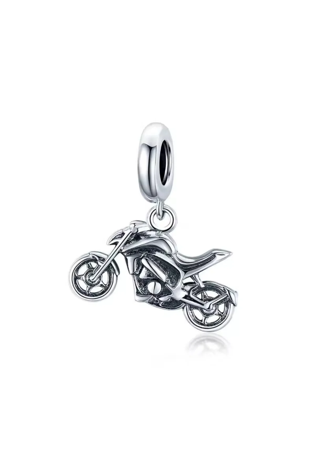 چارم طلسم موتور سیکلت برهنه متالیک نقره عیار 925 Es Silver