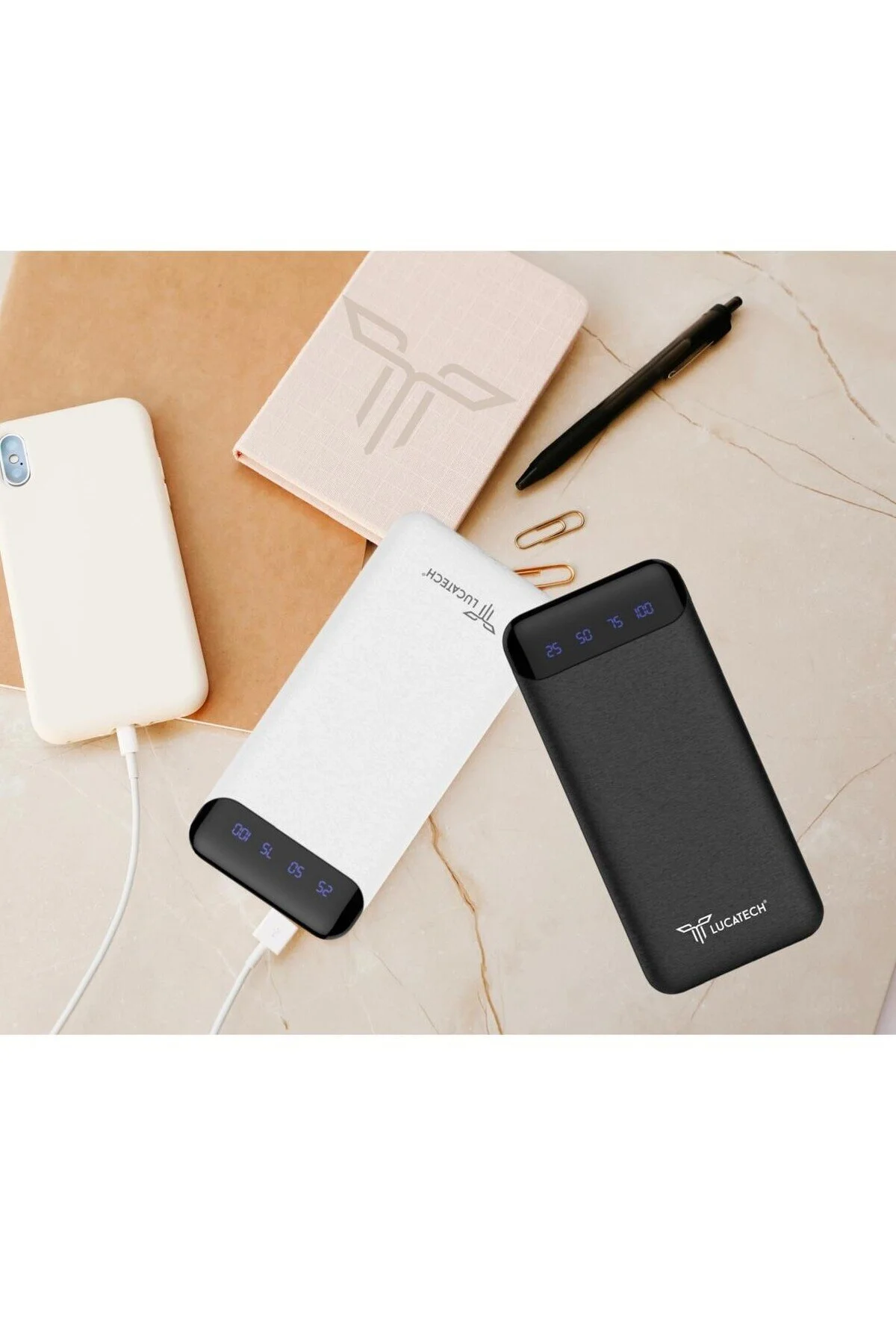پاوربانک IPHONE 15 PRO MAX S23 ULTRA XIAOMI 14 سازگار 22 500 میلی آمپر ساعت POWERBANK Lucatech