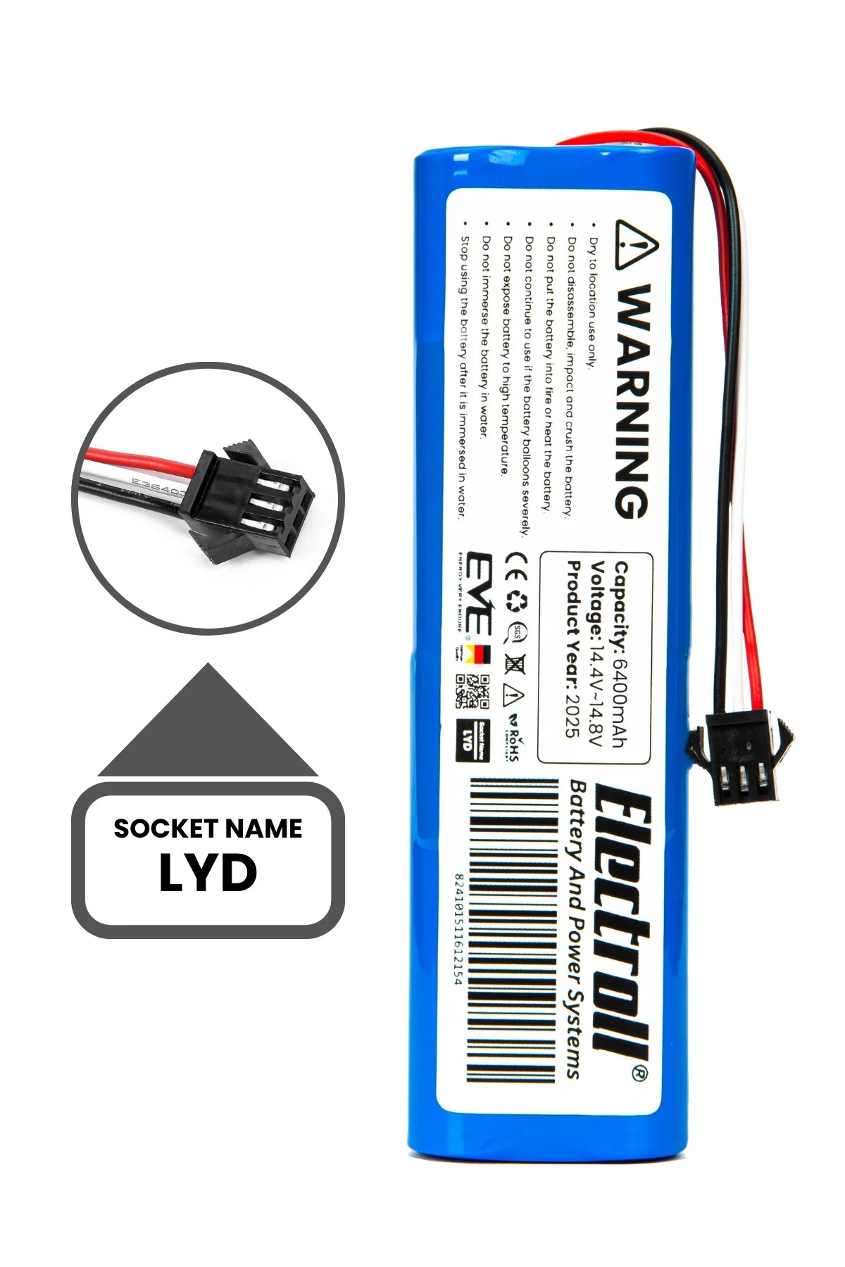 باتری و شارژر سازگار OMIX MIXBOT PRO ظرفیت فوق العاده بالا جاروبرقی ربات با 6400MAH ELECTROLL