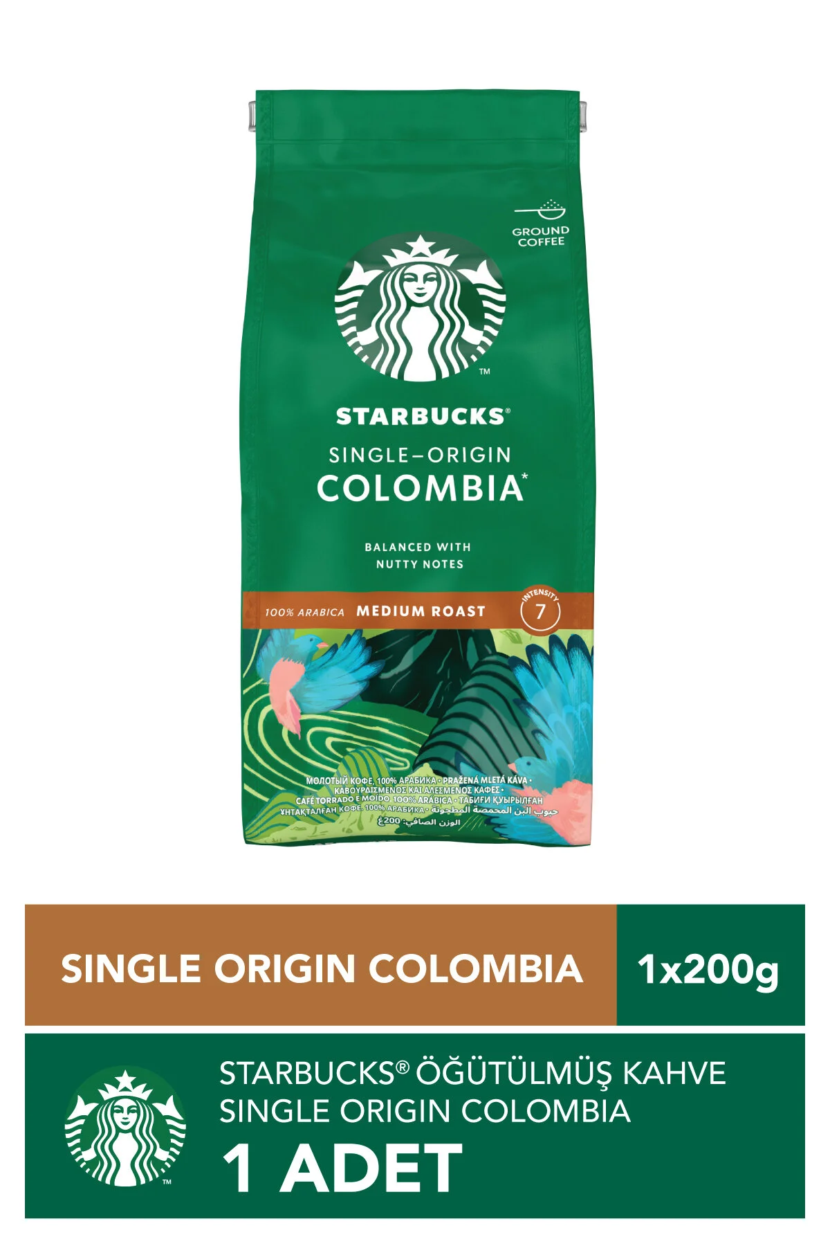 قهوه فیلتر و دانه کامل آسیاب شده تک اورجین کلمبیا 200 گرم استارباکس Starbucks