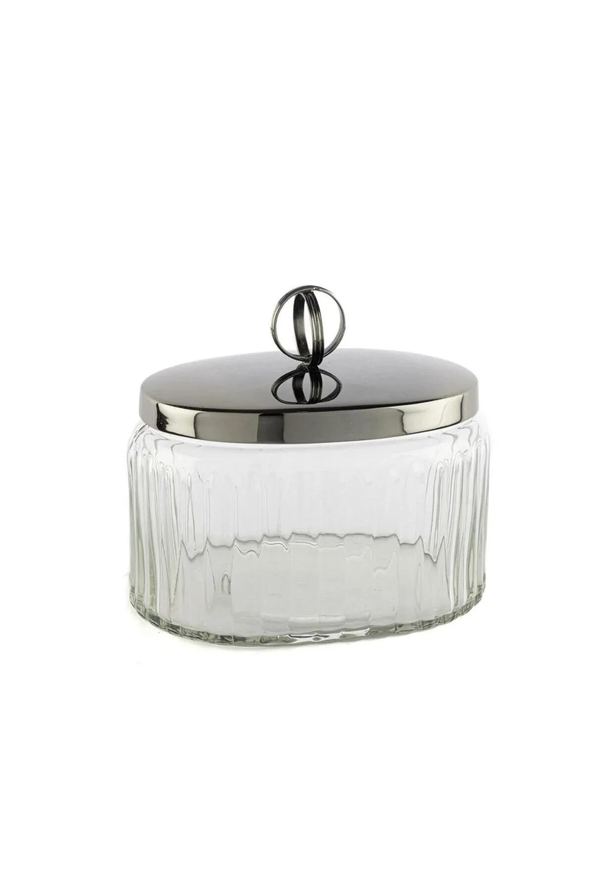 شیشه جار ای بیضی با درب دودی 18X14X16 سانتی متر Mikasa Moor