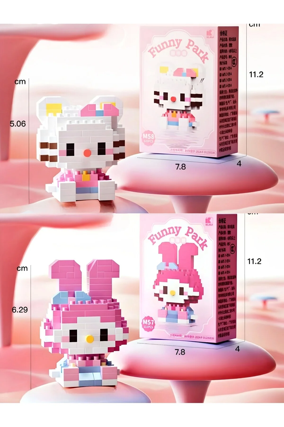 پازل سه بعدی BRICKS PREMIUM SERIES NEW STYLE HELLO KITTY AND MY MELODY BUILDING BLOCKS فیگور هدیه کلکسیونی DEK
