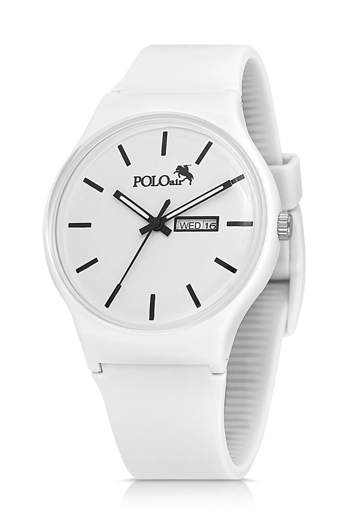 ساعت بند سیلیکونی اسپرت یونیسکس تقویم روز ماه مچی سفید رنگ PL 1555B1X polo air