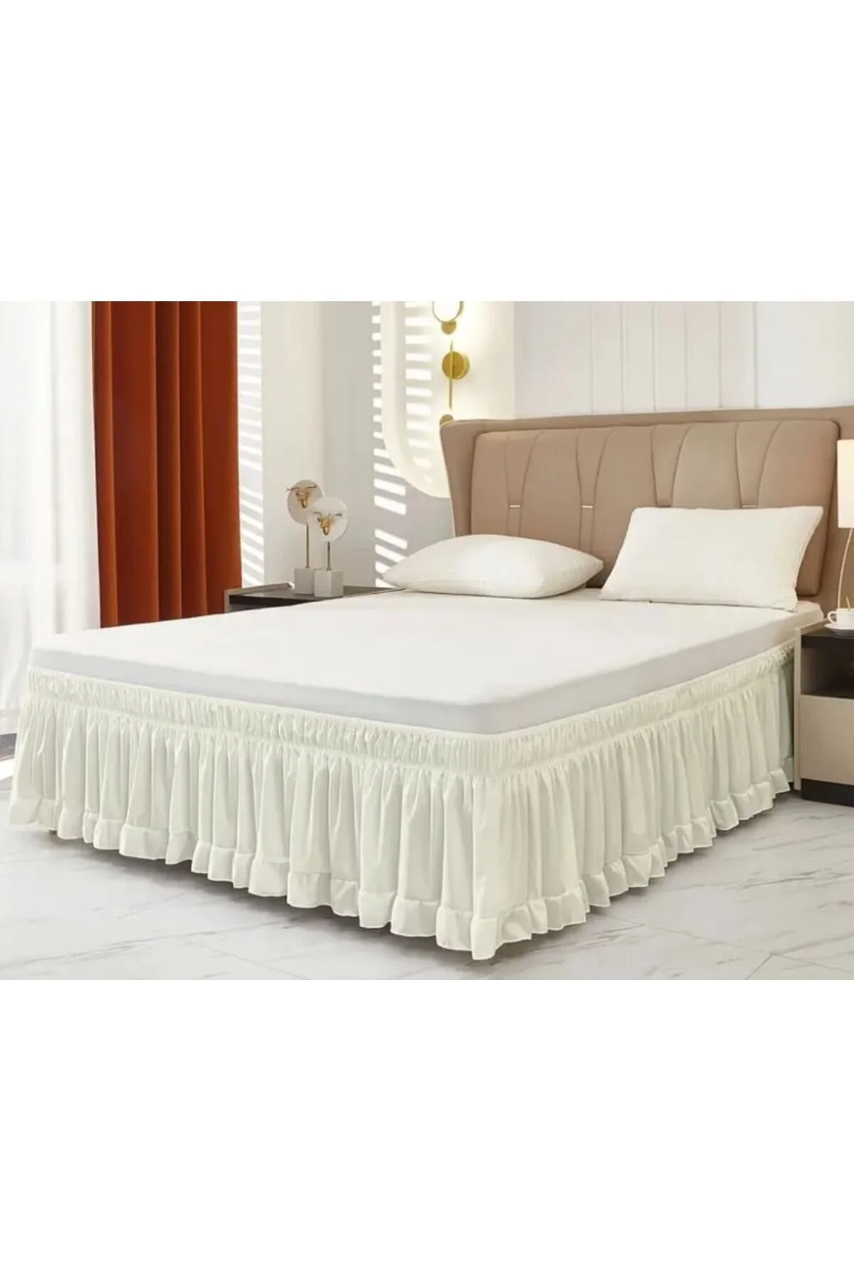 ست ملحفه یک نفره پارچه پایه نوار BAZA RUFFLE KUM SAATİ