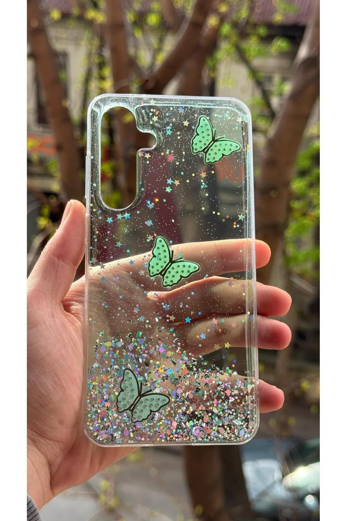 کاور و قاب باریک پرمیوم با طرح برجسته پروانه ای براق دوربین محافظ سامسونگ GALAXY S22 سازگار Rivor