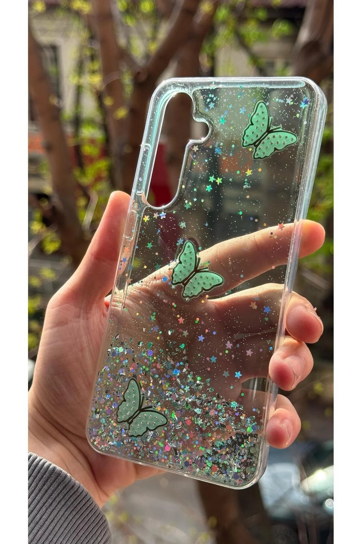 کاور و قاب باریک پرمیوم با طرح برجسته پروانه ای براق دوربین محافظ سامسونگ GALAXY S22 سازگار Rivor