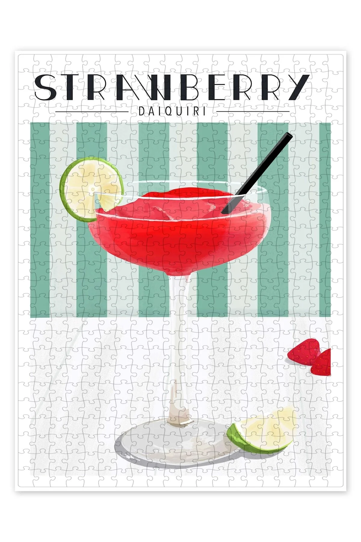 پازل توت فرنگی DAIQUIRI 500 تکه آشپزخانه اره منبت کاری مویی برای بزرگسالان از ترکیه Jeronkarji