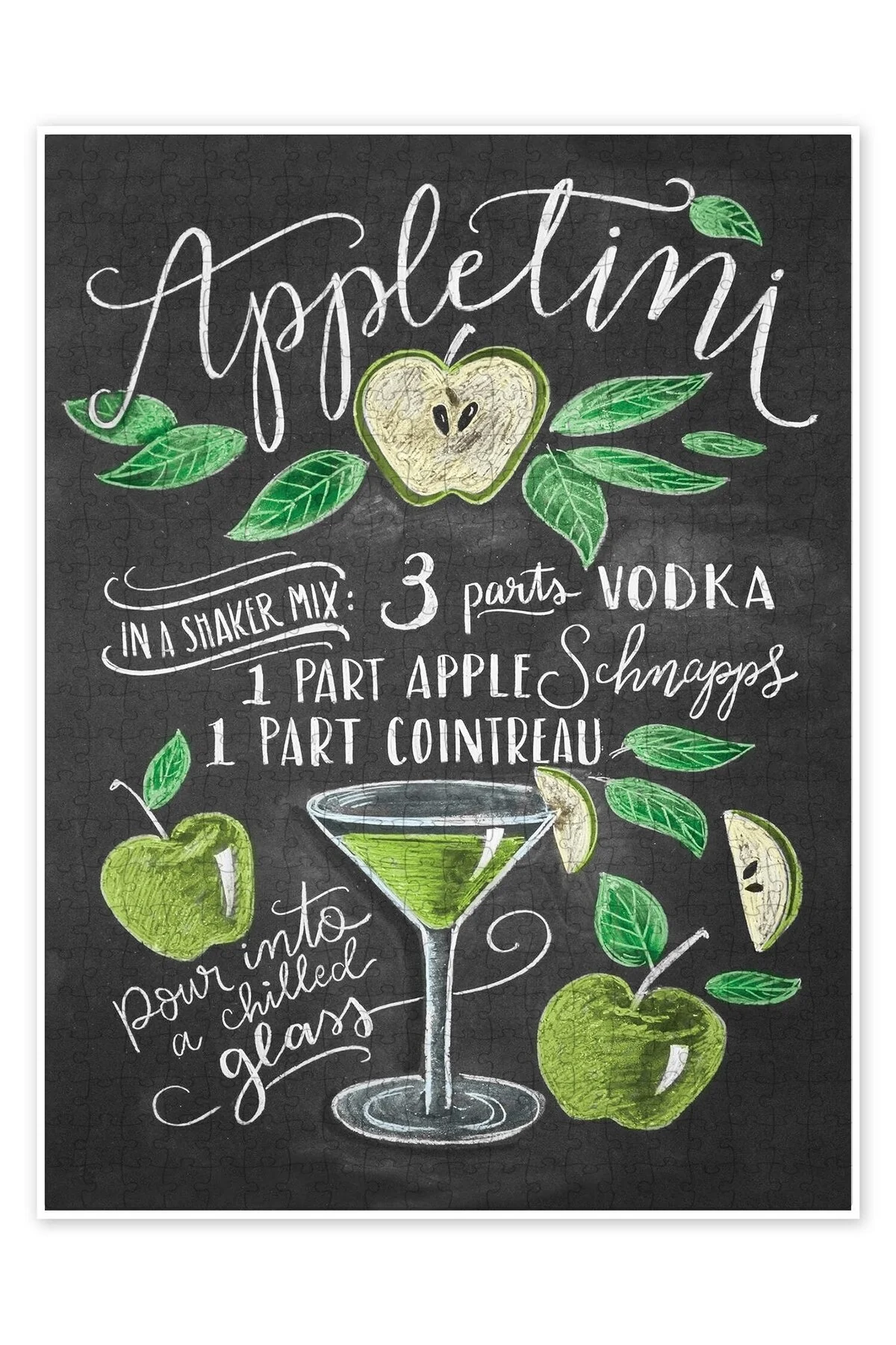 پازل APPLETINI RECIPE 500 PIECE PUZZLE اره منبت کاری مویی آشپزخانه با تم بزرگسالان از ترکیه Jeronkarji
