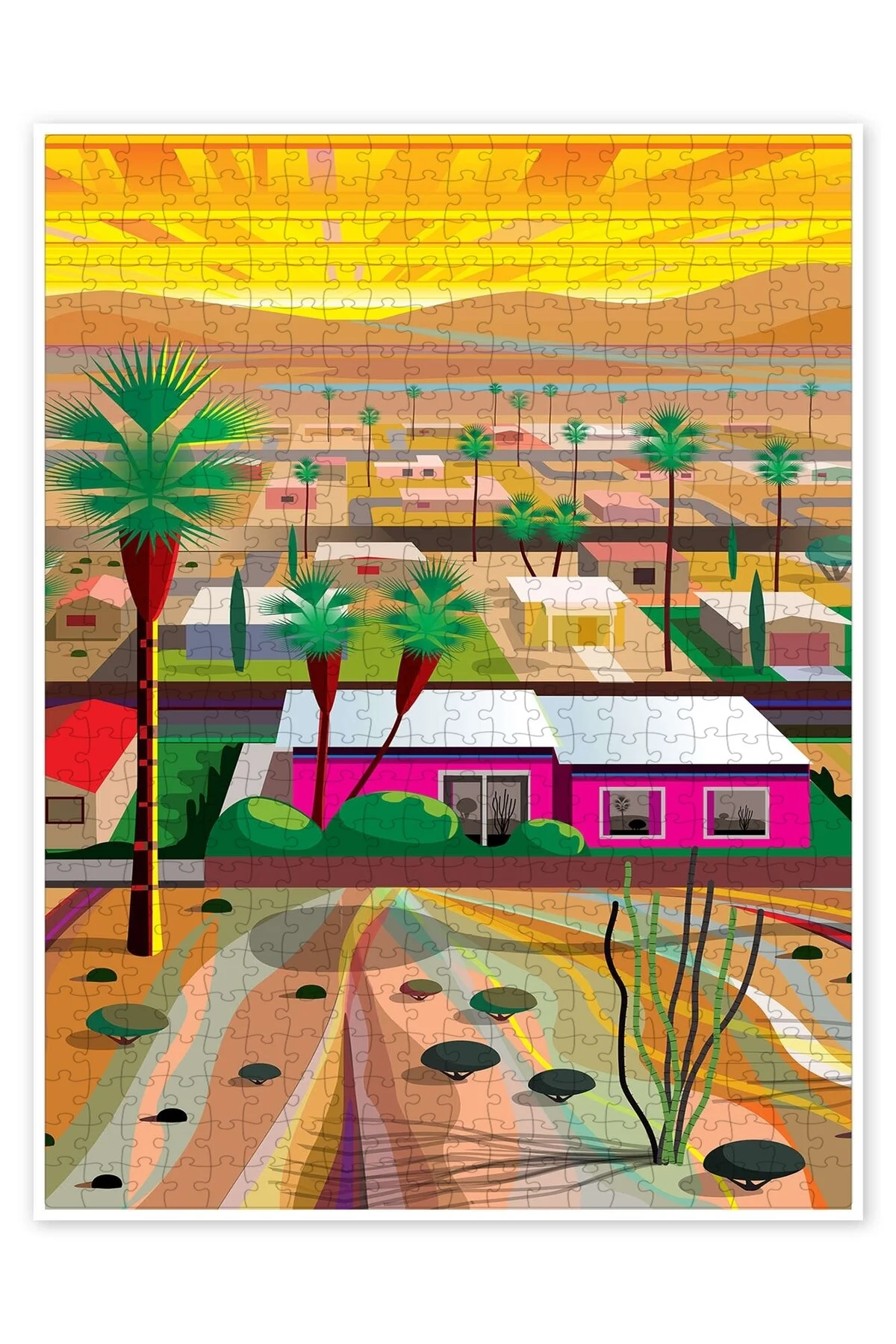 پازل TWENTYNIN PALMS 500 PIECE اره منبت کاری مویی شهر منظره سرگرمی مضمون از ترکیه Jeronkarji