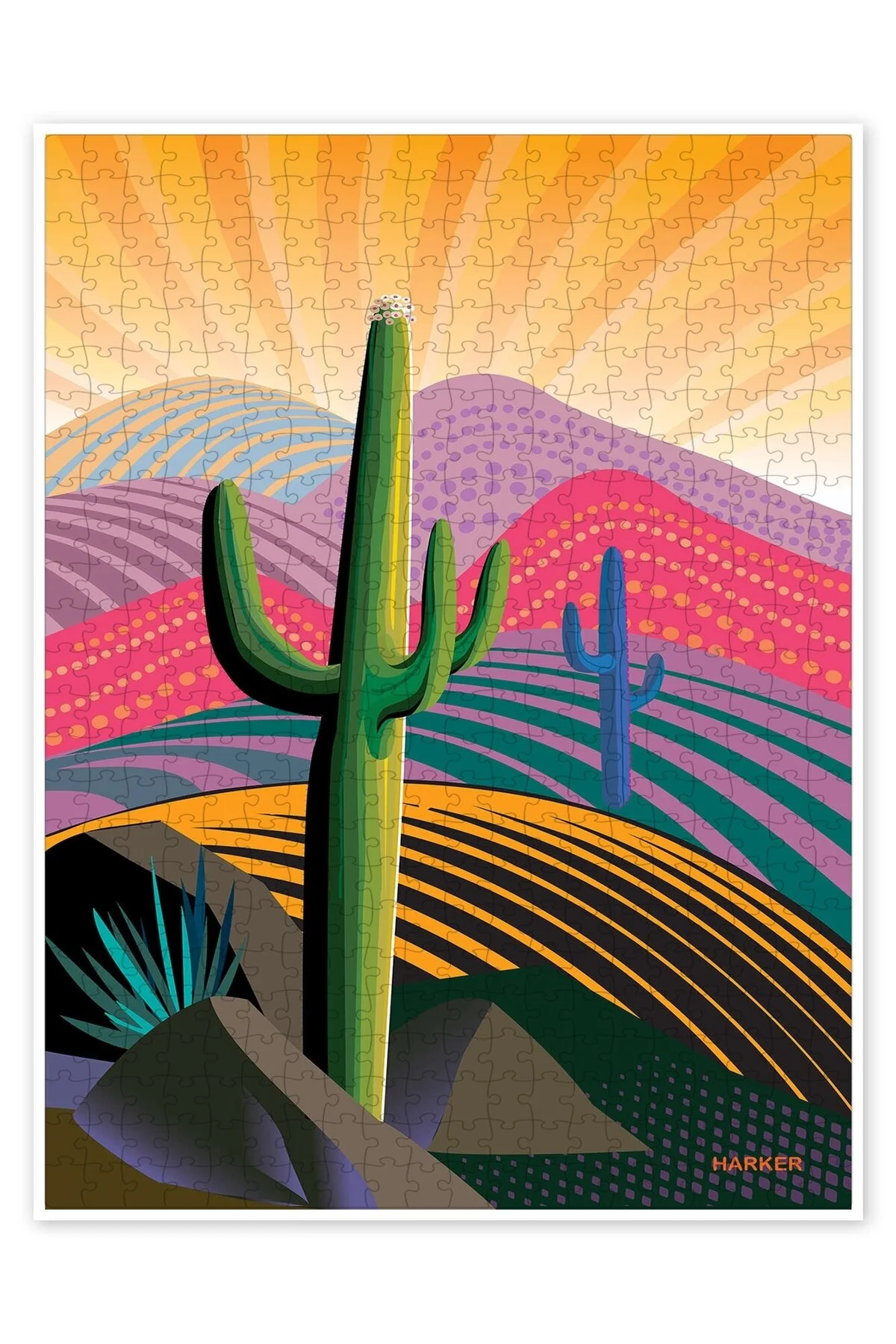 پازل اره منبت کاری مویی 500 تکه RISING SAGUARO با موضوع هنر انتزاعی غیرمتعارف از ترکیه Jeronkarji