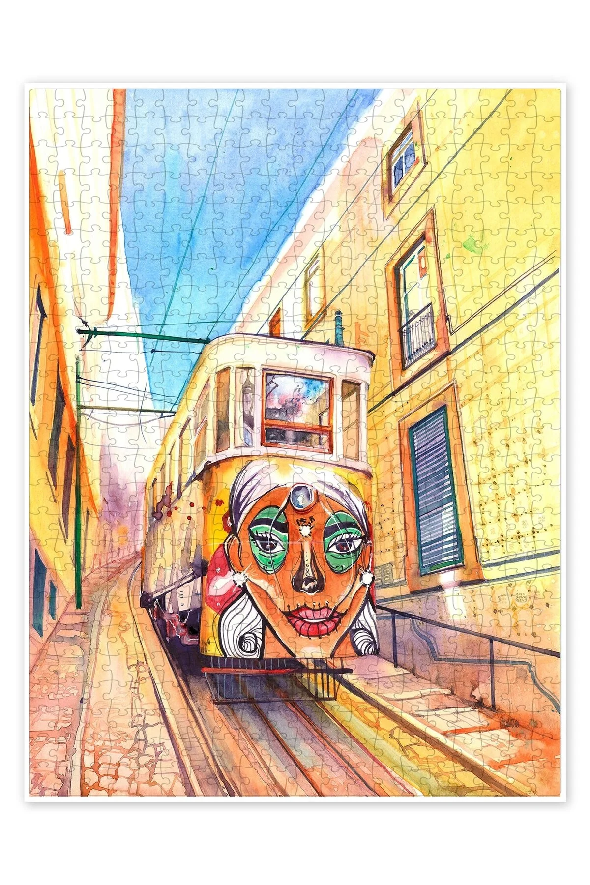 پازل لیسبون پرتغال LAVRA FUNICULAR 500 PIECE اره منبت کاری مویی منظره شهر سرگرمی با موضوع از ترکیه Jeronkarji