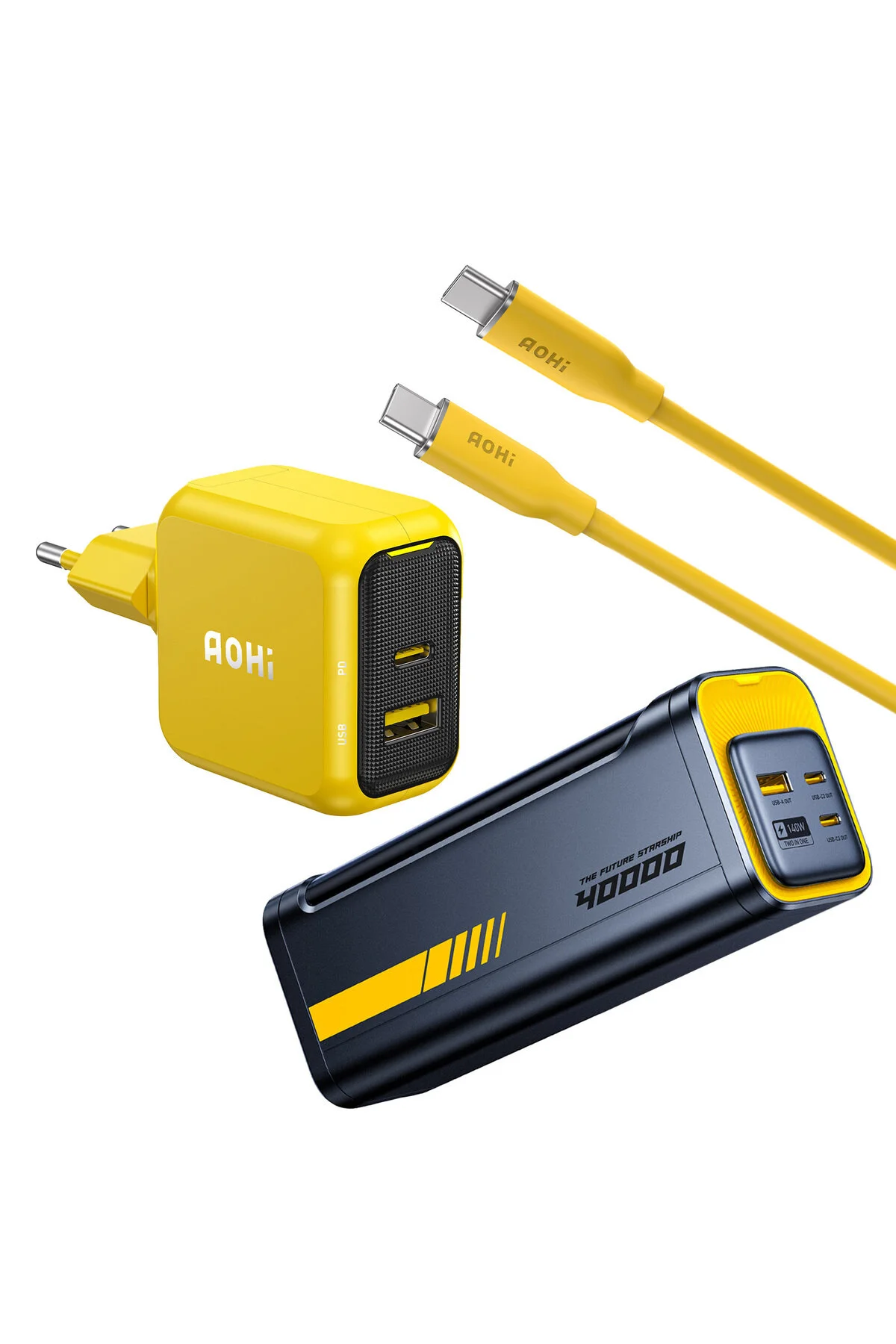 شارژر آداپتور شارژ پورت MAGCUBE 67W 2 40.000 میلی آمپر ساعت 140W PD3.1 POWERBANK 1M PD 3.1 480MBPS نیمکت جارو Aohi