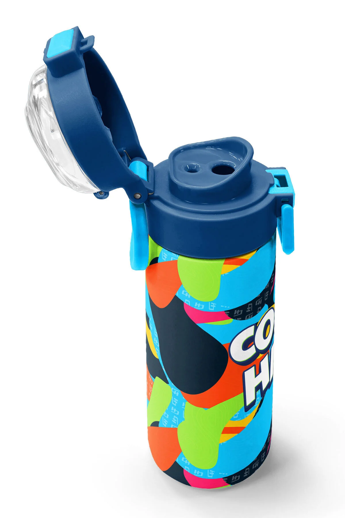 قمقمه و فلاسک استیل طرح گرافیتی کودکان با نی نوشیدنی مستقیم 500 میلی لیتری 31993 Coral High