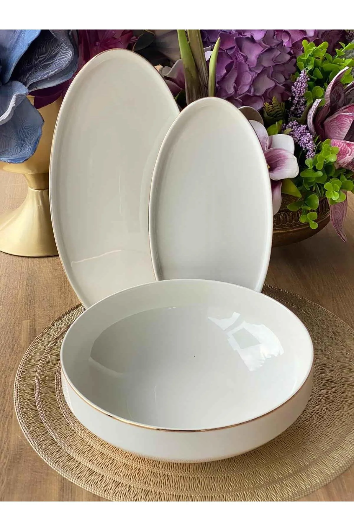 بشقاب ارائه خدمات طلای مدرن مجموعه 3 PRC ROSSEV