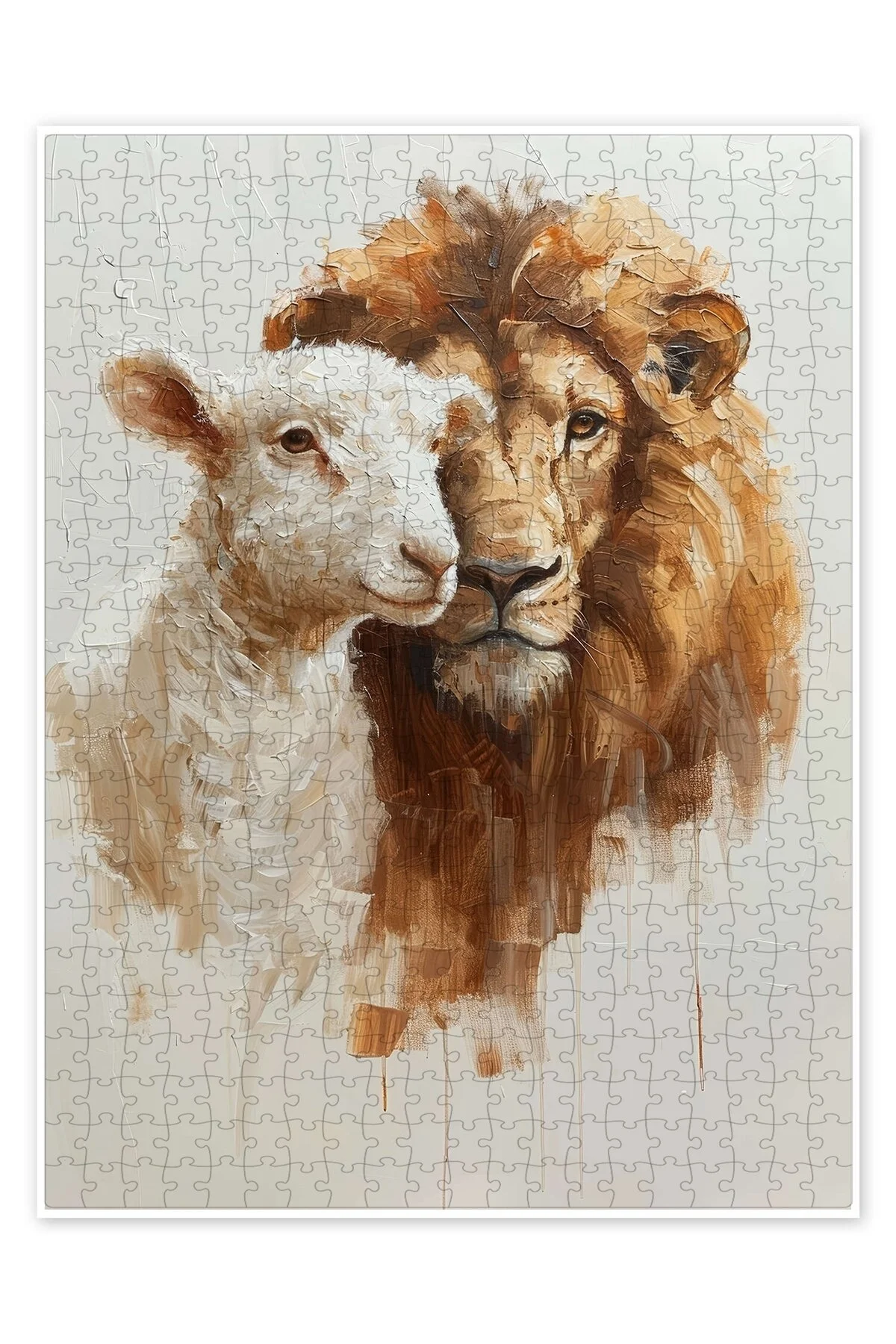 پازل LION AND LAMB 500 تکه گربه سگ با تم حیوانات جنگل و طبیعت از ترکیه Jeronkarji