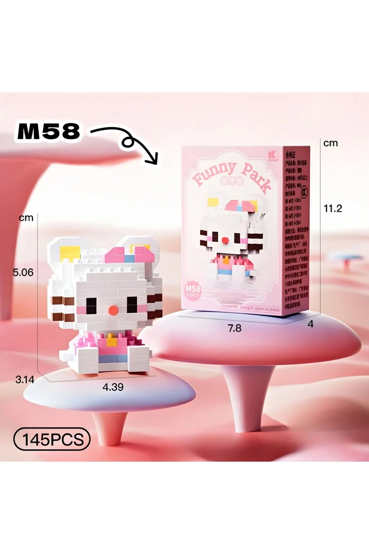 پازل سه بعدی HELLO KITTY MINI BLOCK BUILDING TOY ست فیگور 145 تکه DEK