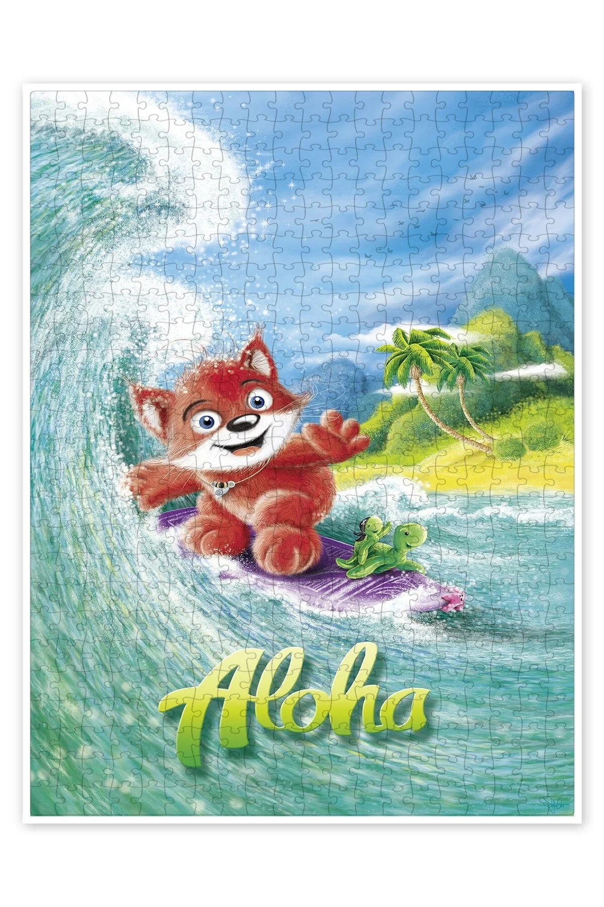 پازل ALOHA SURFER FOX 500 PIECE PUZZLE JIGSAW با تم حیوانات شاد برای کودکان از ترکیه Jeronkarji