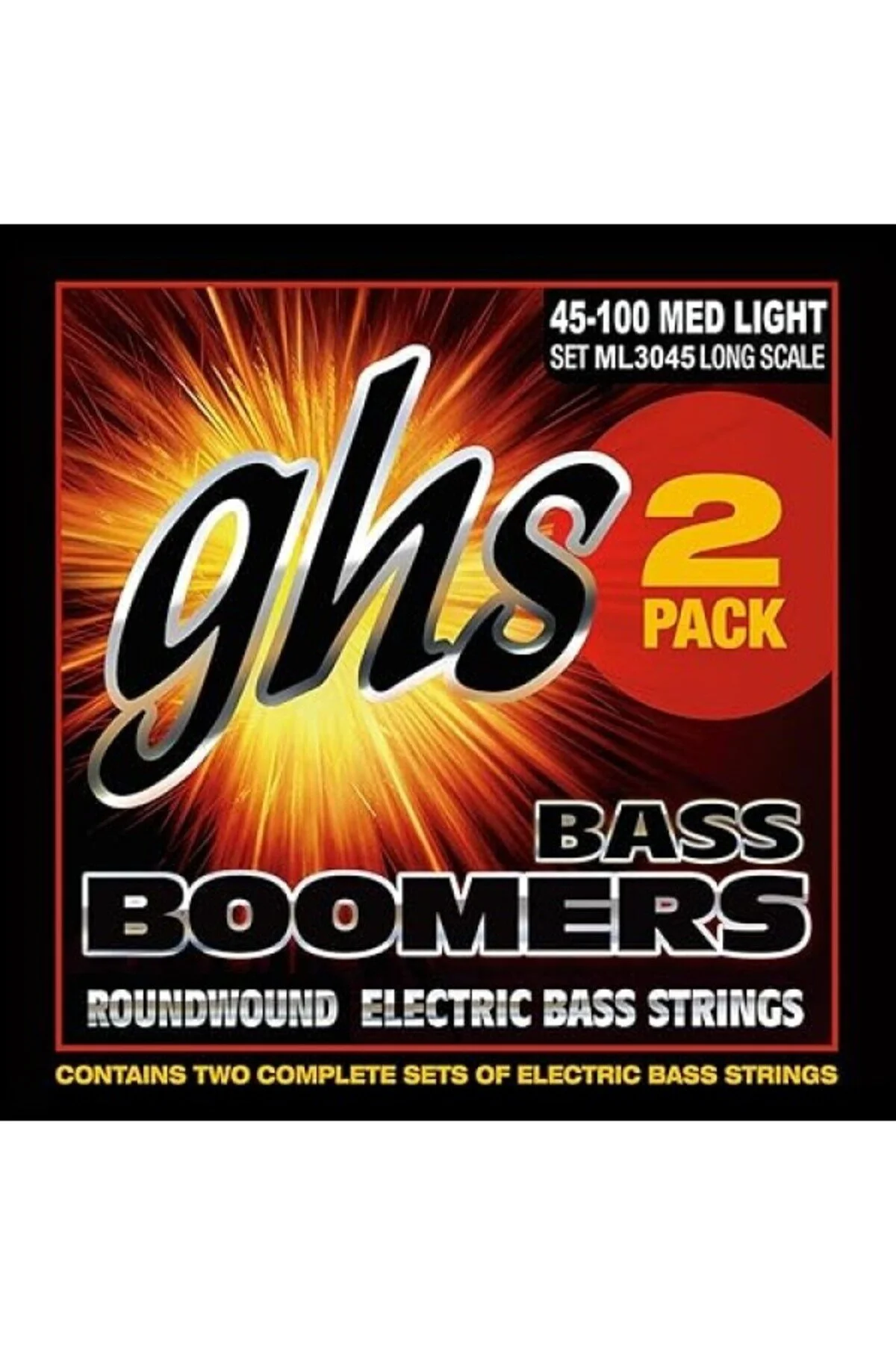 سیم گیتار مجموعه رشته های ای باس GHS BOOMERS ML3045 BASS 4 نور متوسط ​​ .045 .100 2 بسته ShopZum