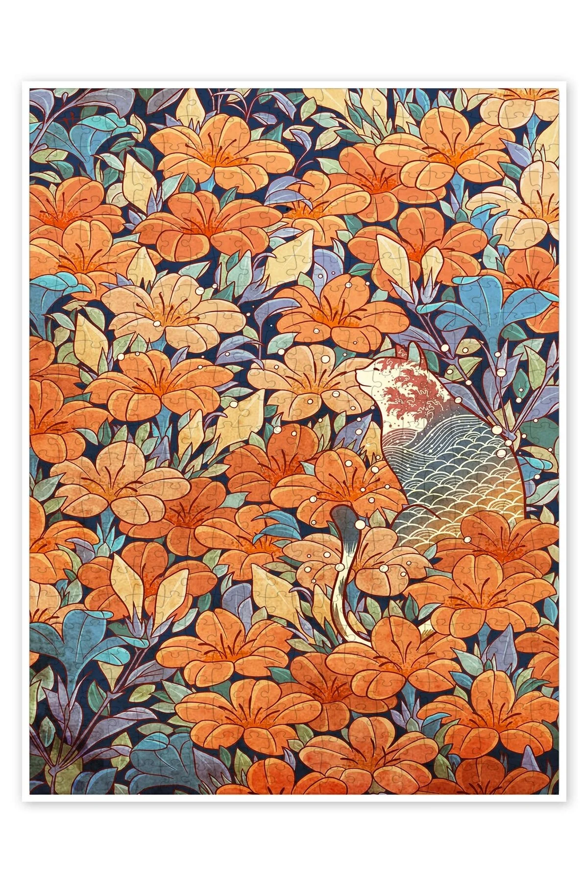 پازل NEKO AND FLOWERS 500 PIECE PUZZLE اره منبت کاری مویی گربه سگ با تم حیوانات جنگل و طبیعت از ترکیه Jeronkarji