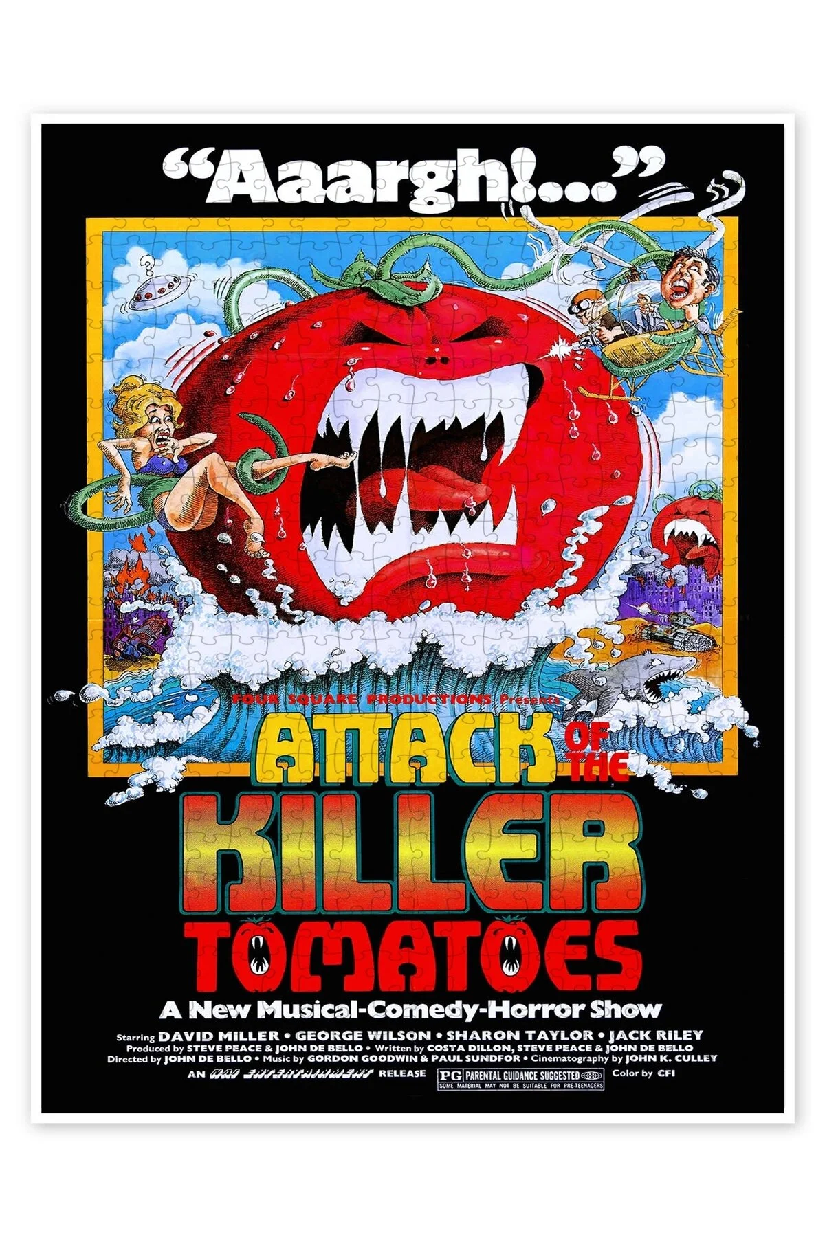 پازل موضوع فیلم کلاسیک اره منبت کاری مویی 500 تکه ATTACK OF THE KILLER TOMATOES از ترکیه Jeronkarji