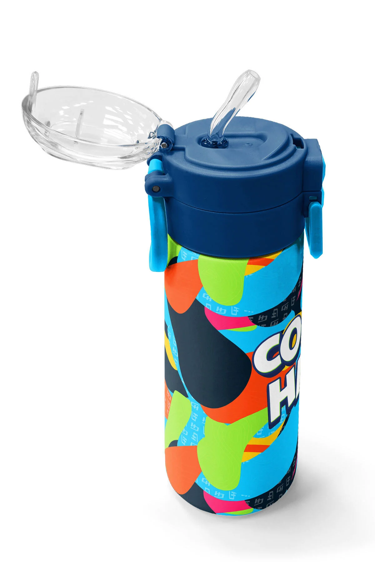 قمقمه و فلاسک استیل طرح گرافیتی کودکان با نی نوشیدنی مستقیم 500 میلی لیتری 31993 Coral High