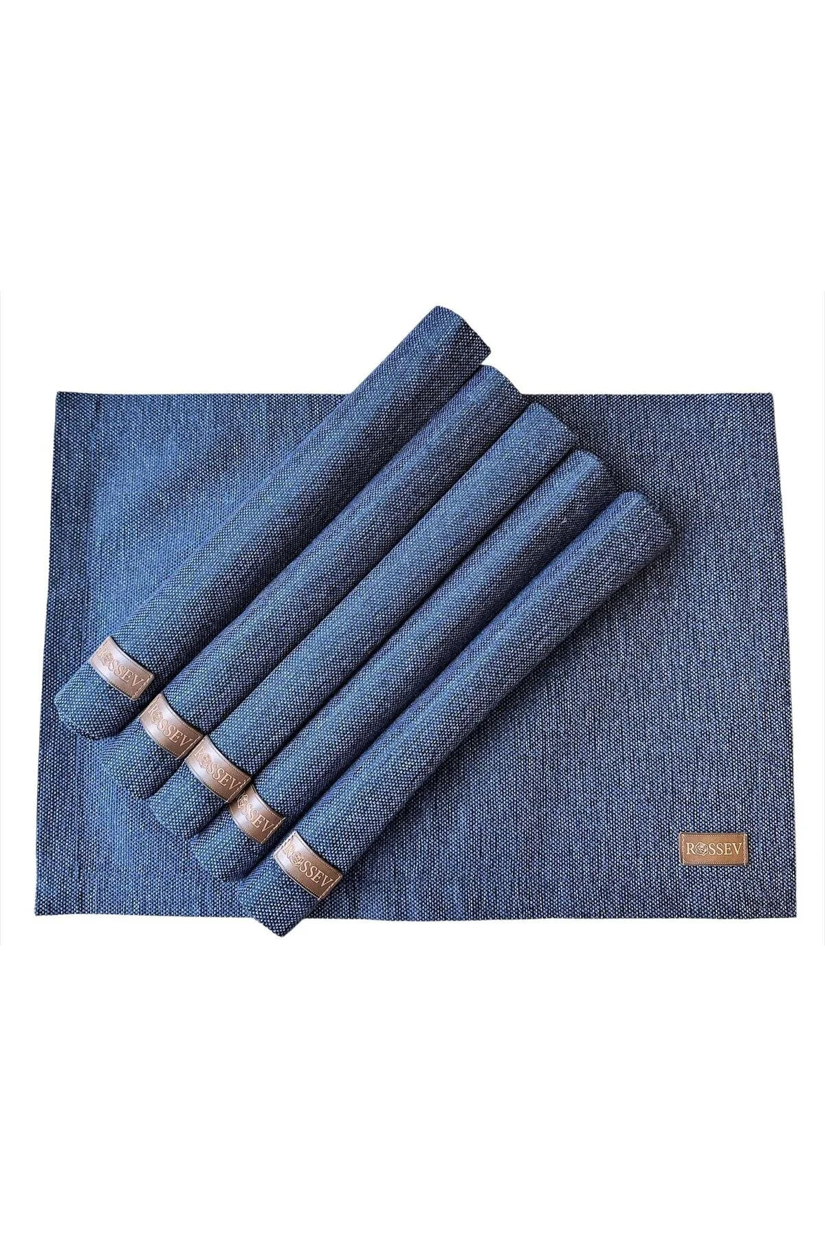 رومیزی خدمات آمریکایی DARK NAVY BLIND 6 قطعه ROSSEV