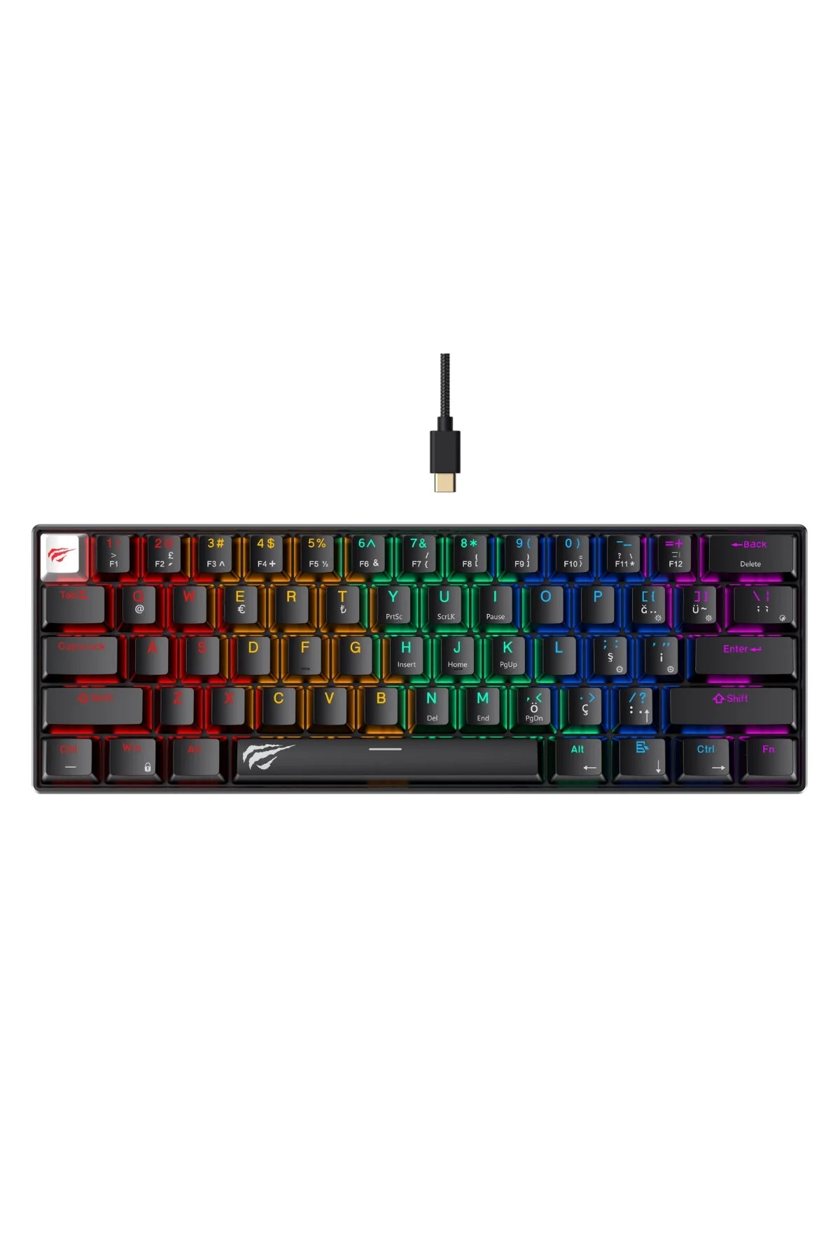 کیبورد مخصوص بازی GAMENOTE KB903L 60 ٪ صفحه کلید نورپردازی مخلوط مکانیکی 61 سوئیچ قرمز ترکیه Q Havit