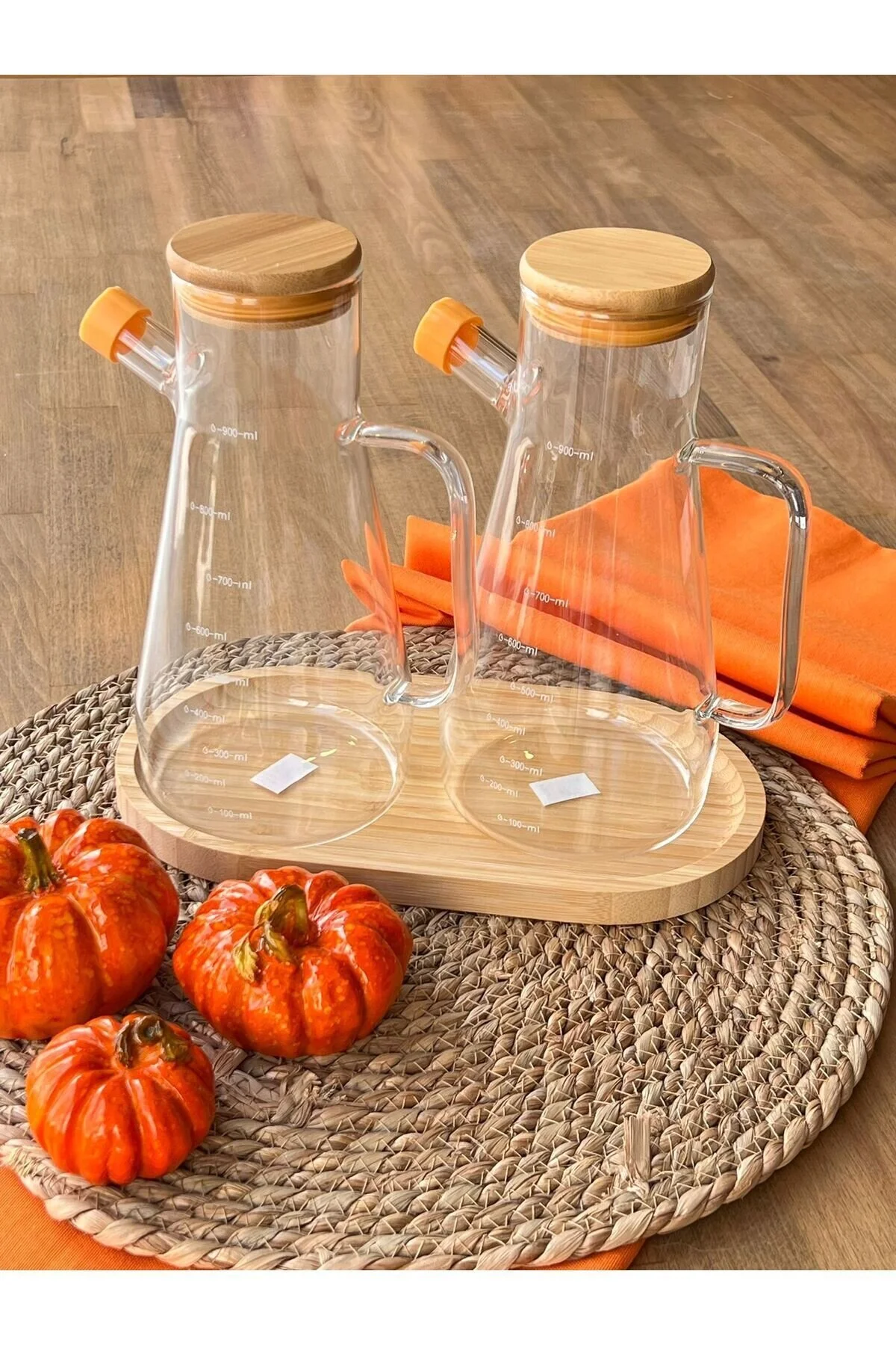 ظرف روغن WESSOR MASTERCHEF فصل جدید بامبو پوشش BOROSILICATE 2 LI 900 ML شیشه ای و مجموعه پایین ROSSEV