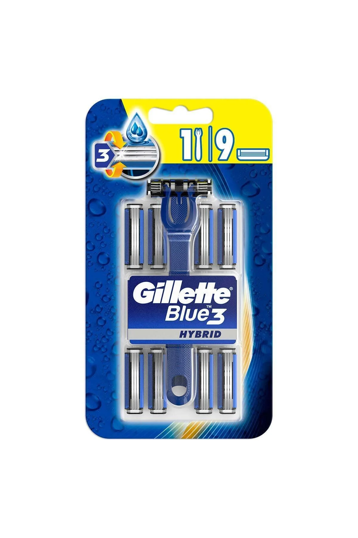 تیغ اصلاح مردانه Blue3 Hybrid با 8 عدد یدک ژیلت Gillette