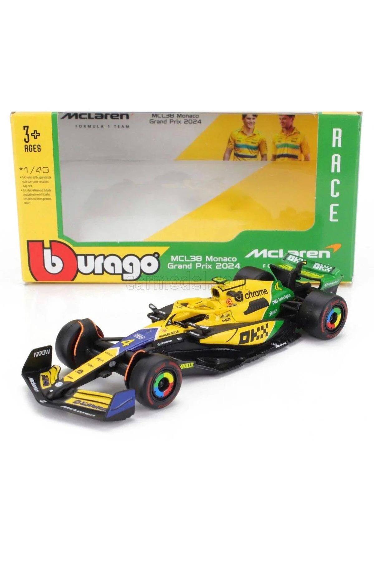 مدل خودرو FORMULA 1 MCLAREN F1 MCL38 MONACO GP SERIES SPECIAL LANDO NORRIS 43 DIECAST MODEL COLLECTION CAR اورجینال Burago