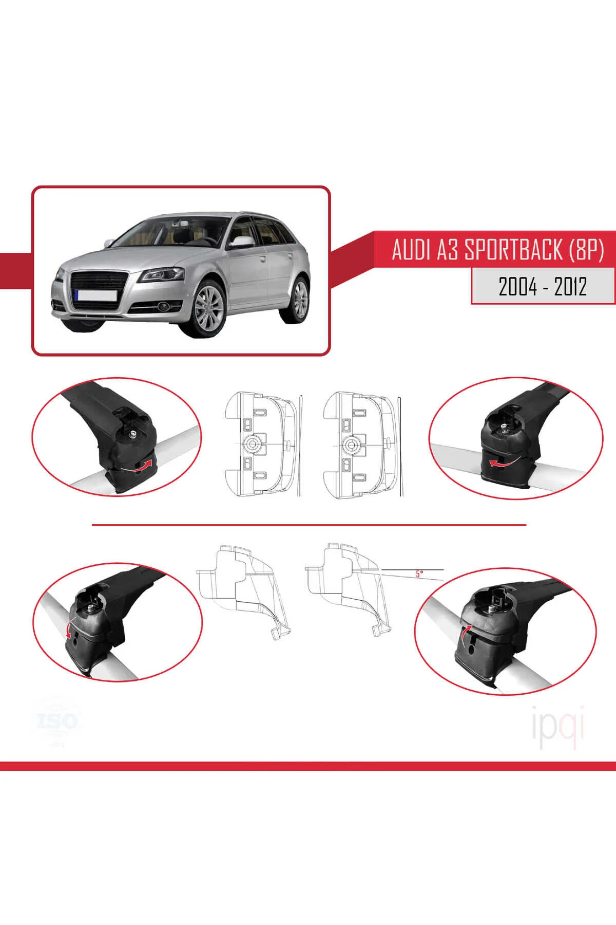 نظم دهنده صندوق عقب سازگار با A3 8PA SPORTBACK 2004 2012 ACE 2 میانی سقف مانع مشکی تکه Genel Markalar