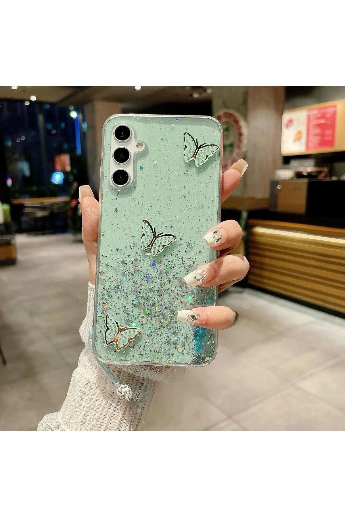 کاور و قاب باریک پرمیوم با طرح برجسته پروانه ای براق دوربین محافظ سامسونگ GALAXY S22 سازگار Rivor