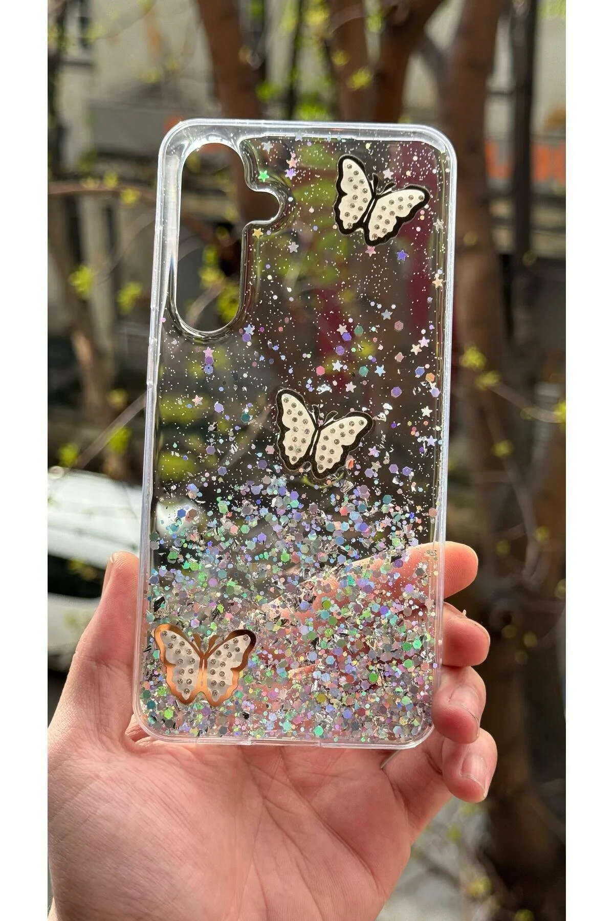 کاور و قاب باریک با طرح برجسته پروانه ای براق دوربین محافظ SAMSUNG GALAXY A34 Rivor
