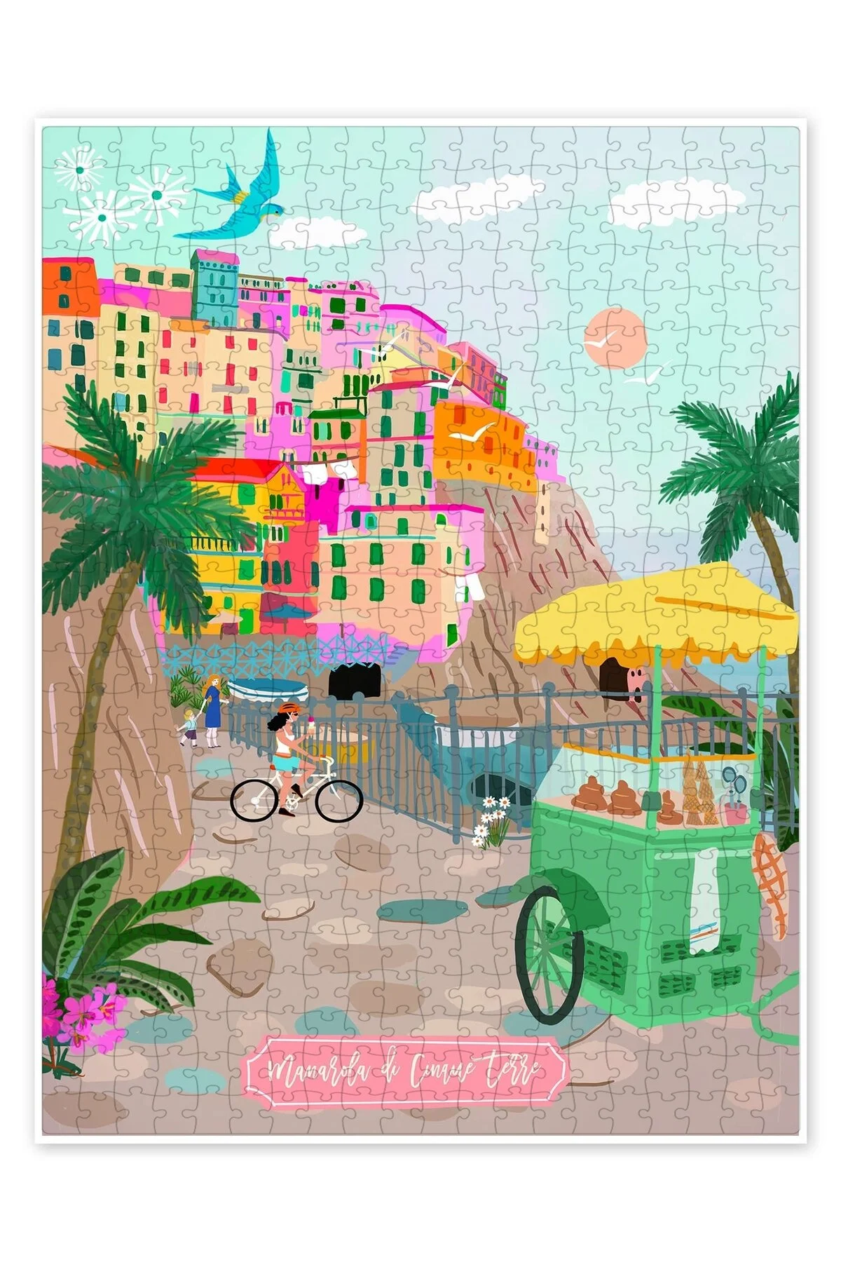 پازل سرگرمی با تم اره منبت کاری مویی شهر منظره MANAROLA DI CINQUE TERRE 500 PIECE از ترکیه Jeronkarji