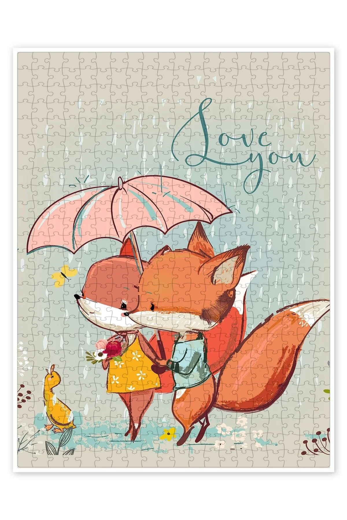 پازل FOX LOVE 500 PIECE PUZZLE اره منبت کاری مویی شاد با تم حیوانات برای کودکان از ترکیه Jeronkarji